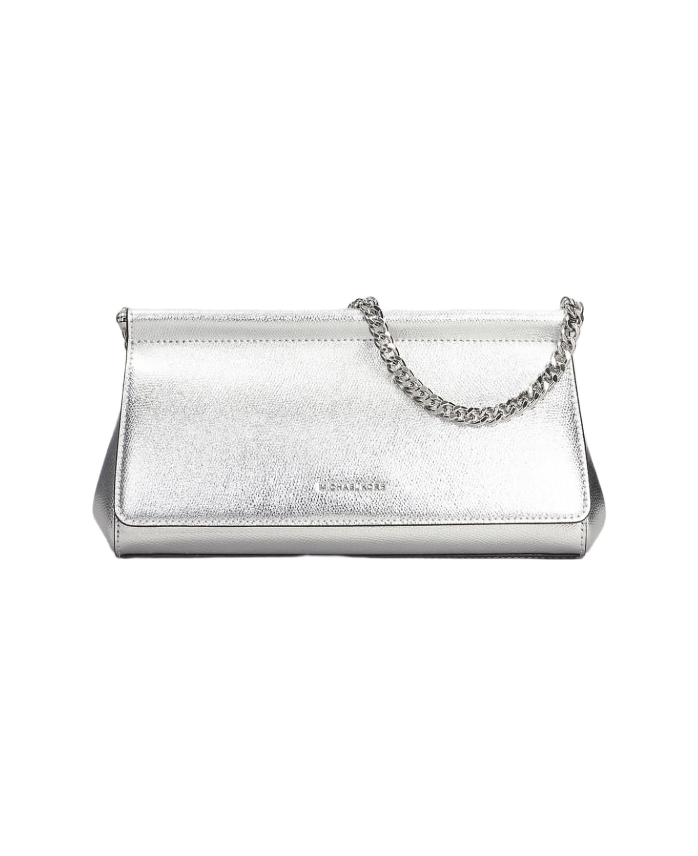 Michael Kors Carmine Shoulder Bag In Silver Leather - silver