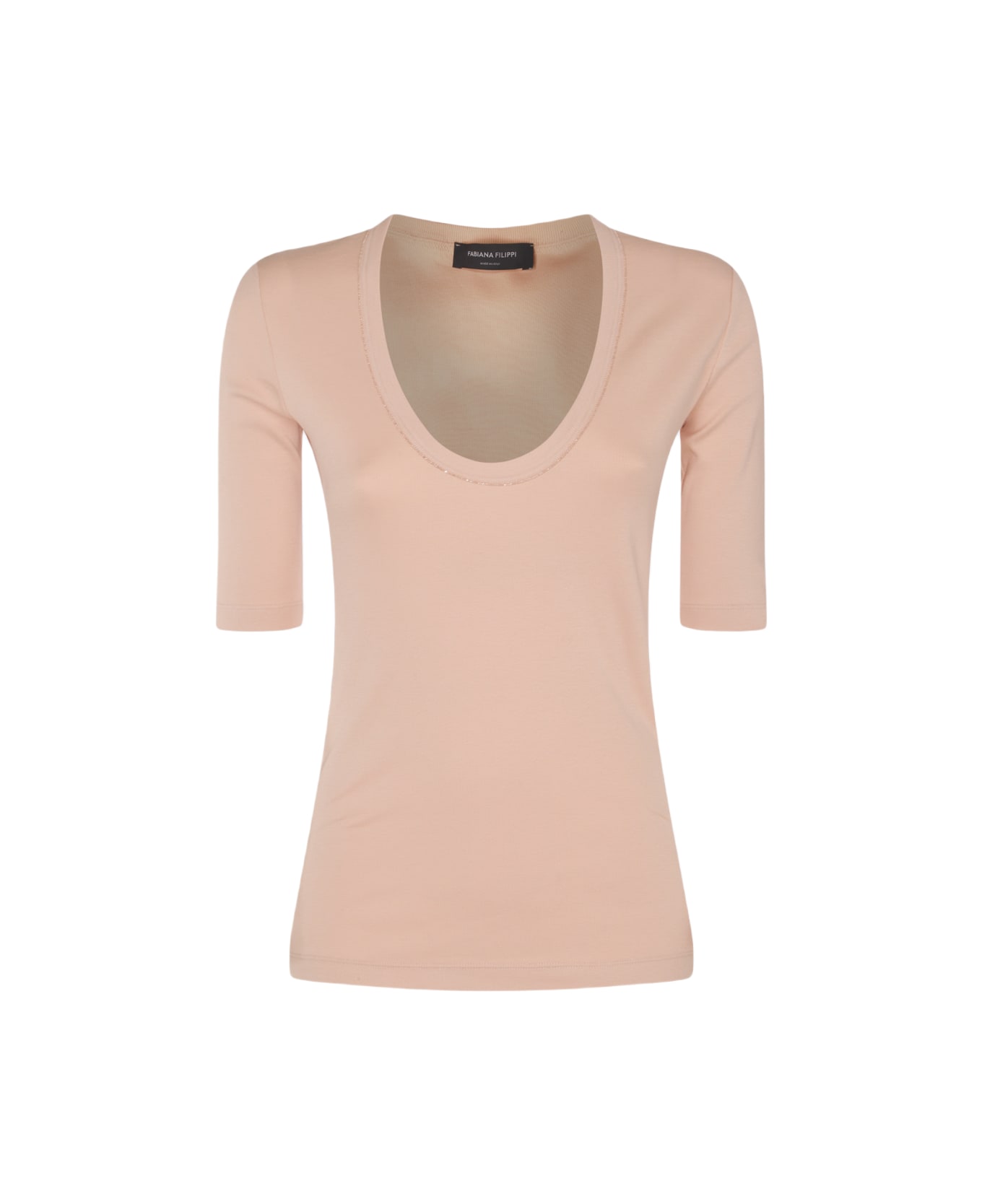 Fabiana Filippi Pink Cotton T-shirt - Powder