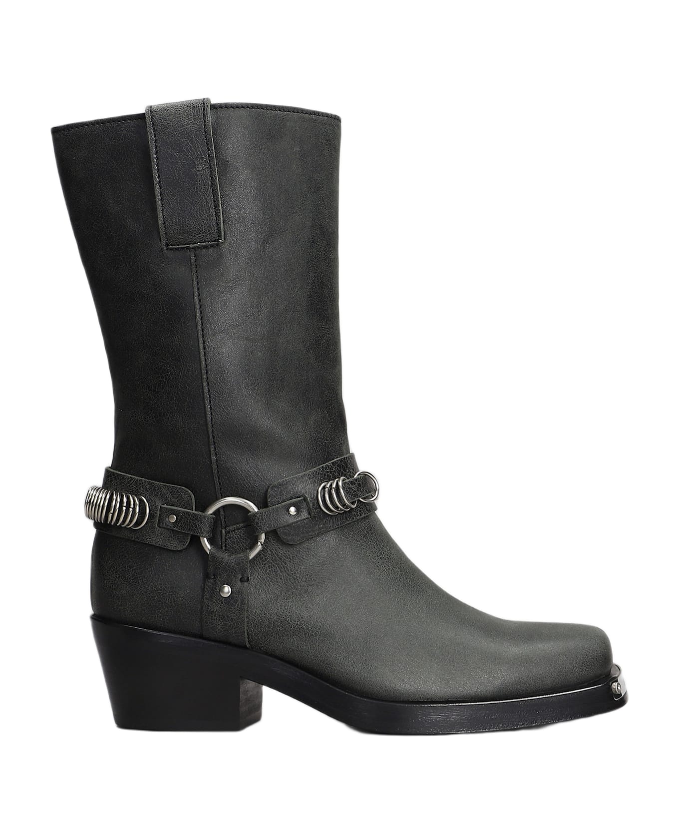 IRO Motty High Heels Ankle Boots In Grey Leather - grey