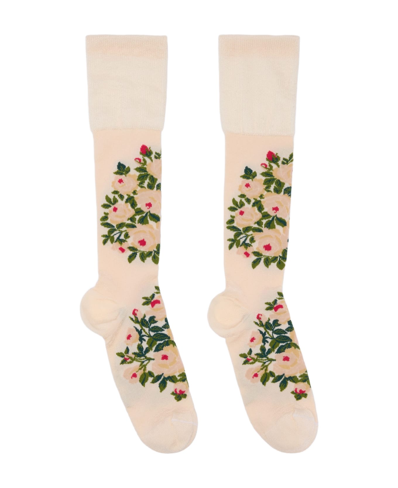 Simone Rocha Rose Jacquard Calf Length Socks - White
