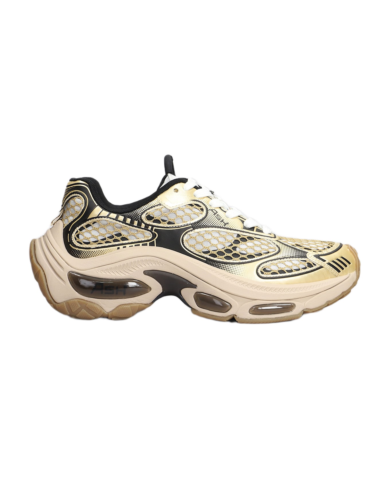 Ash Dragon Sneakers In Gold Leather And Fabric - gold