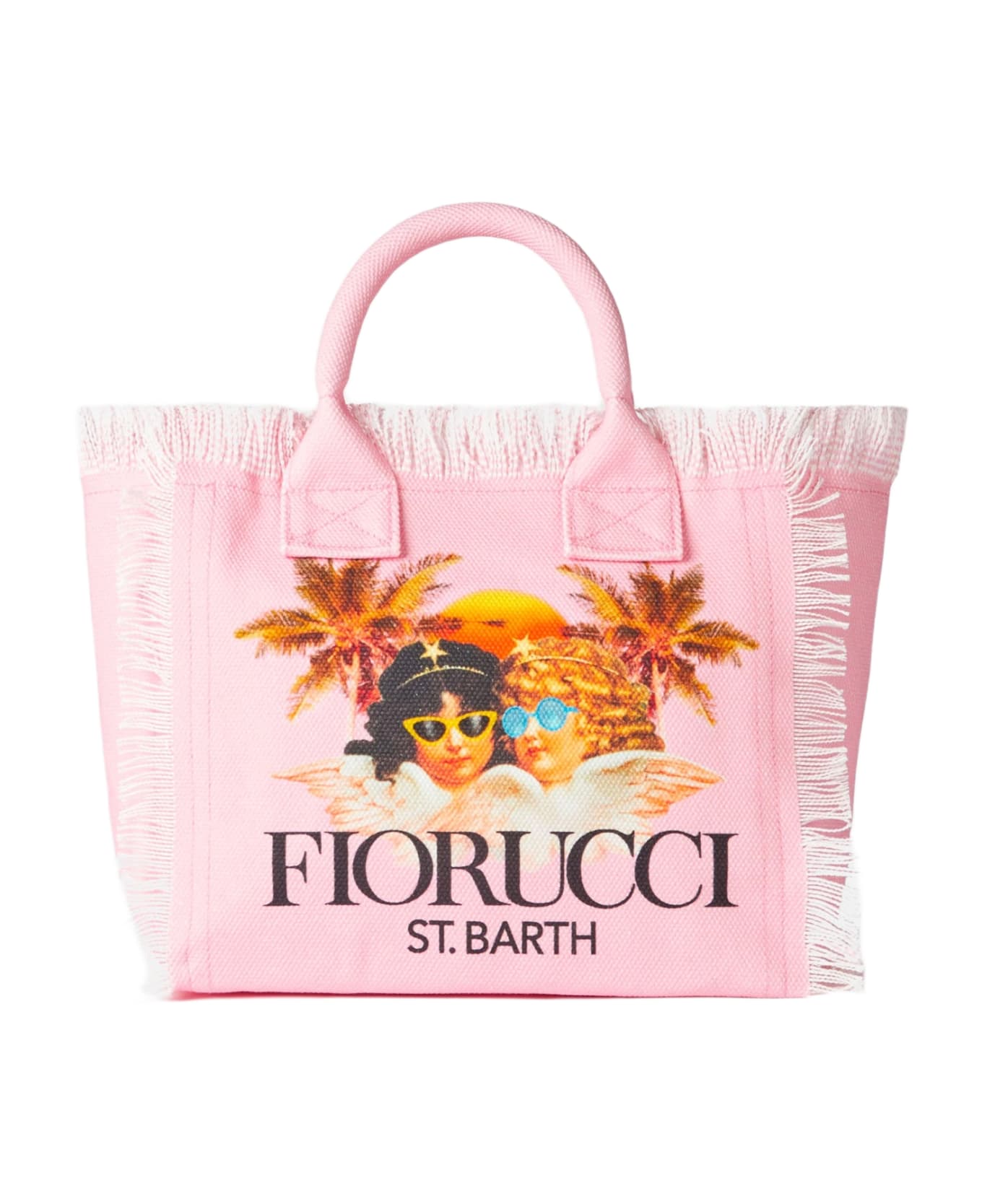 MC2 Saint Barth Colette Pink Cotton Canvas Handbag With Fiorucci Angels Print | Fiorucci Special Edition - PINK
