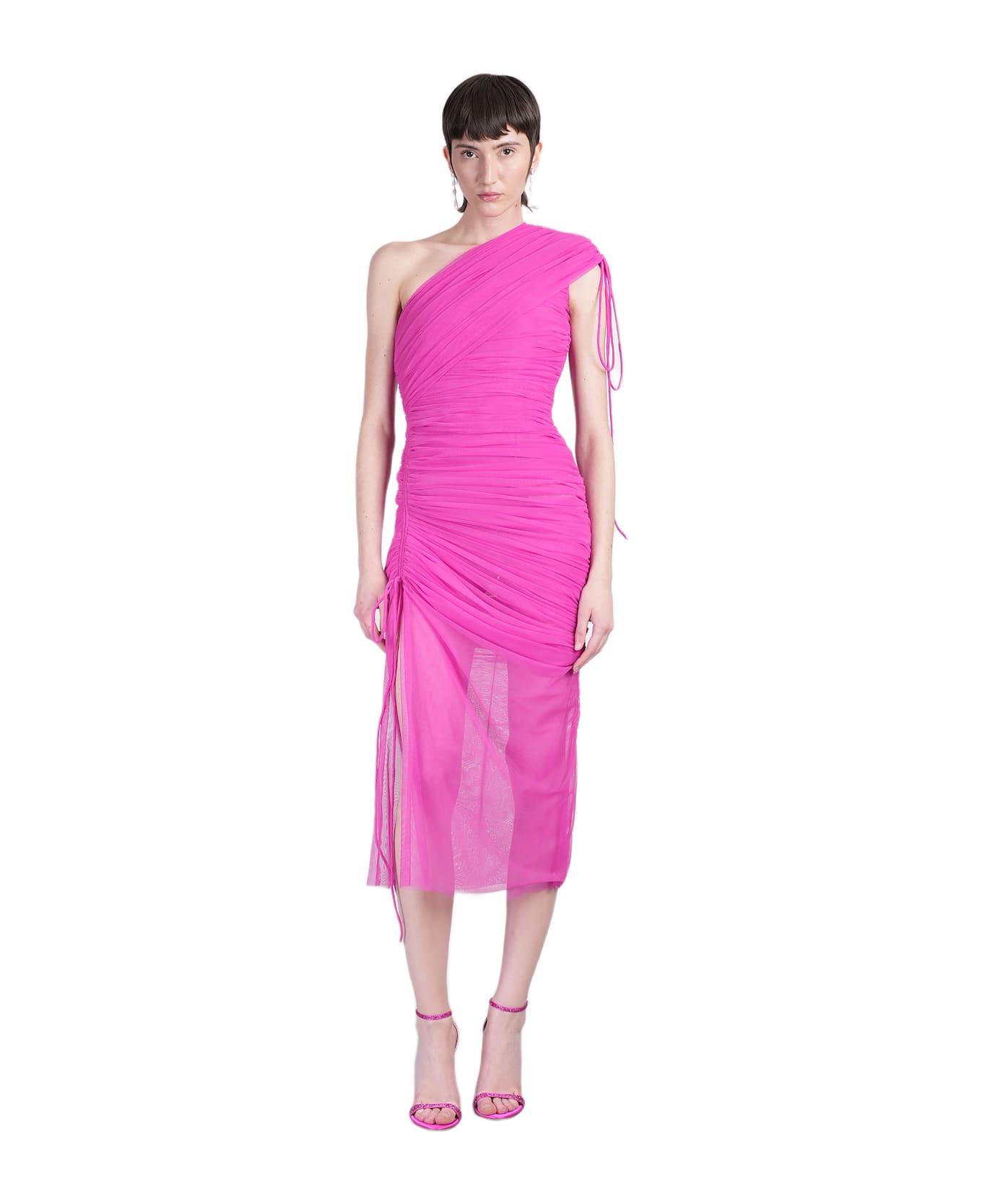 Del Core Long Dress In Fuxia Polyester - fuxia