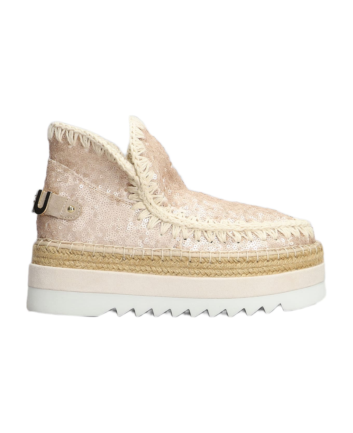Mou Eskimo Jute Eva Low Heels Ankle Boots In Rose-pink Synthetic Fibers - rose-pink