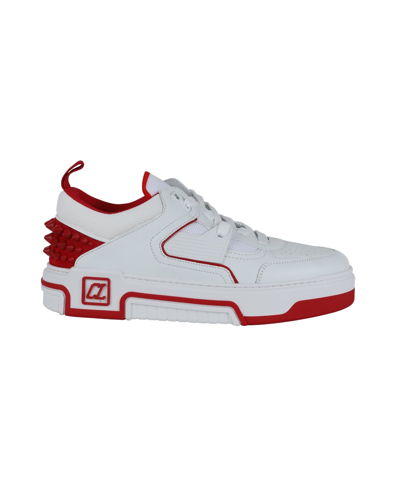 Christian Louboutin White And Red Leather Astroloubi Sneakers - White