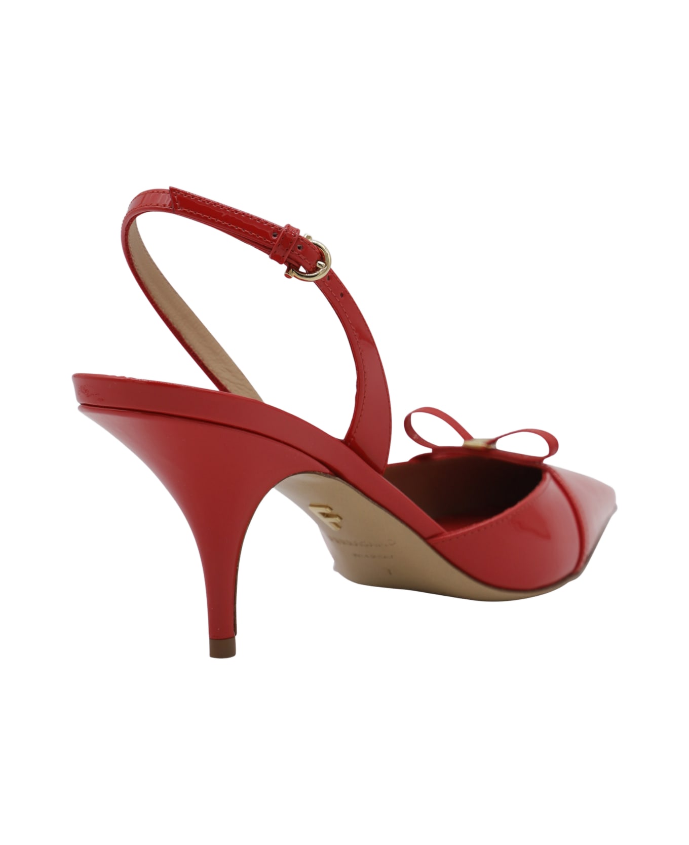 Ferragamo Red Leather Pumps - FLAME RED