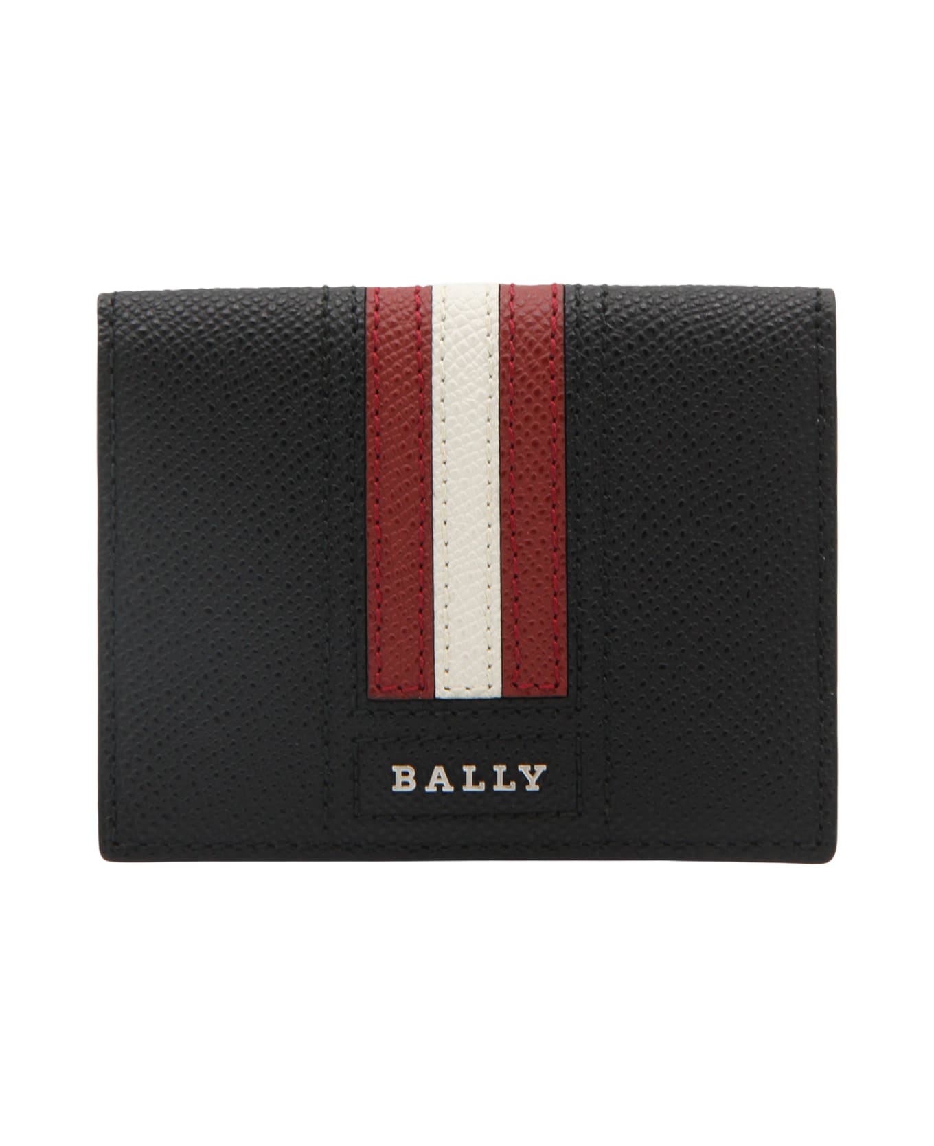 Bally Black, White And Red Leather Wallet - Black