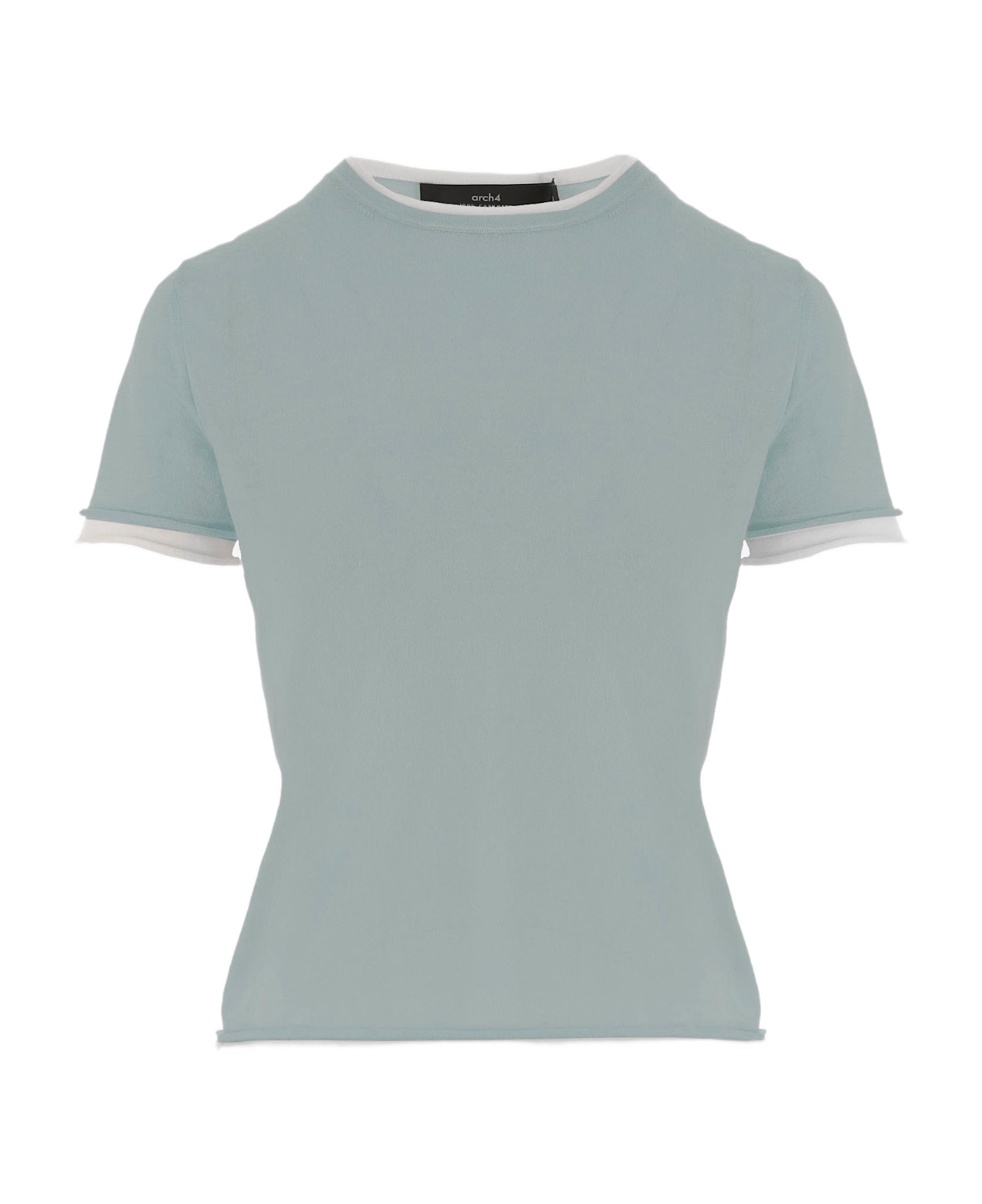 arch4 Cashmere T-shirt With Contrasting Edging - Light Blue