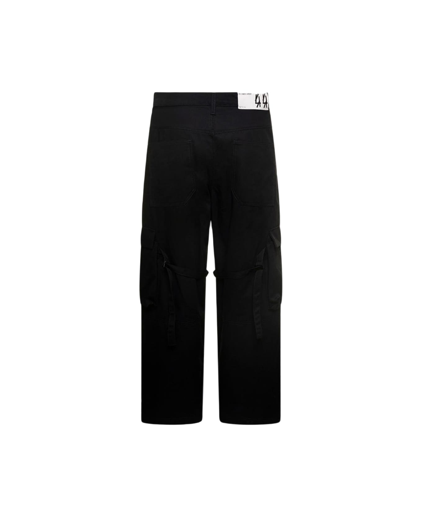 44 Label Group Black And White Cotton Cargo Pants - Black