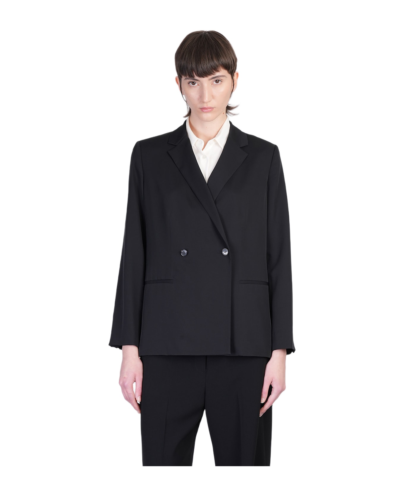 Theory Blazer In Black Silk - black