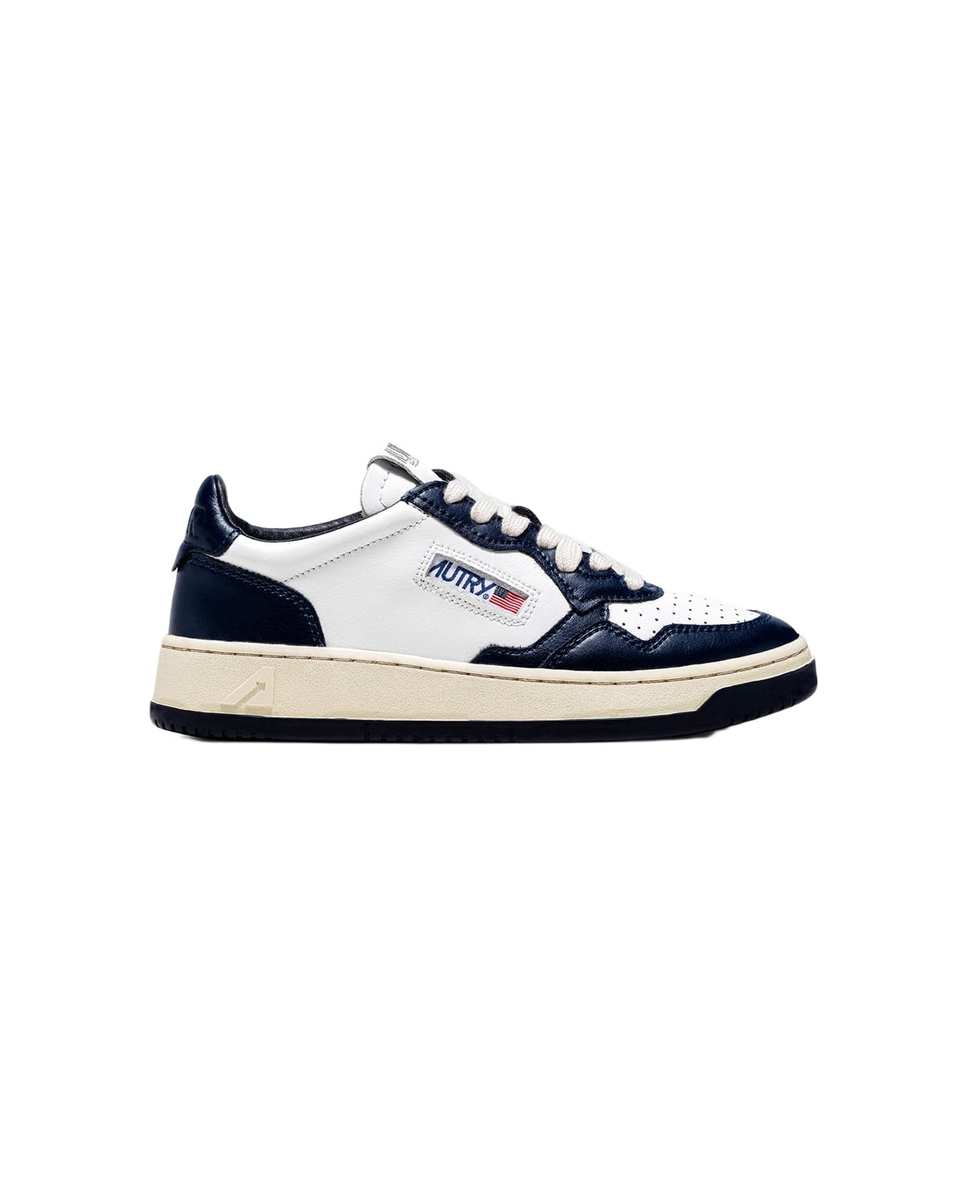 Autry Medalist Low Leather Sneakers - Wht/blue