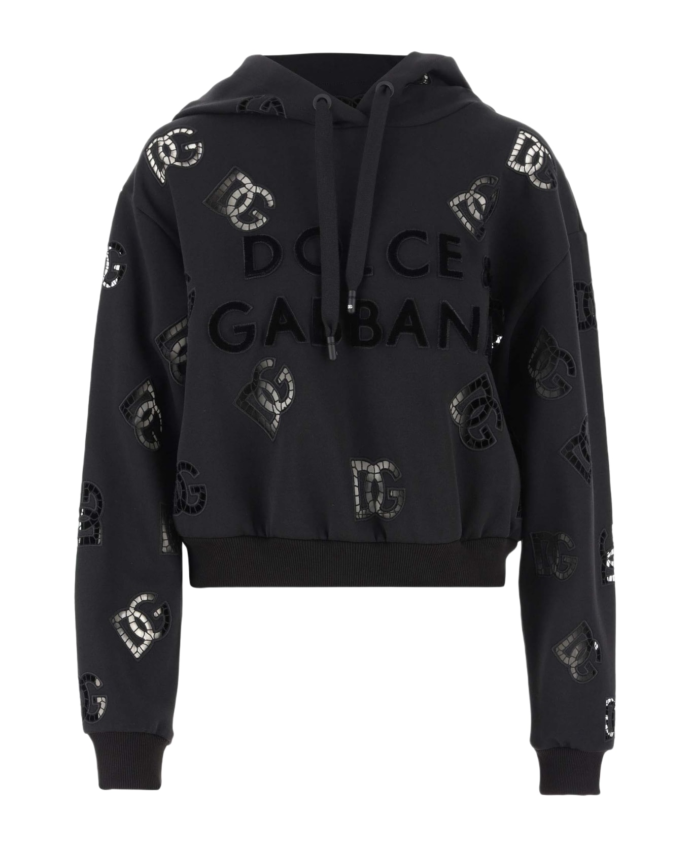 Dolce & Gabbana Logo Cotton Blend Hoodie - Black フリース