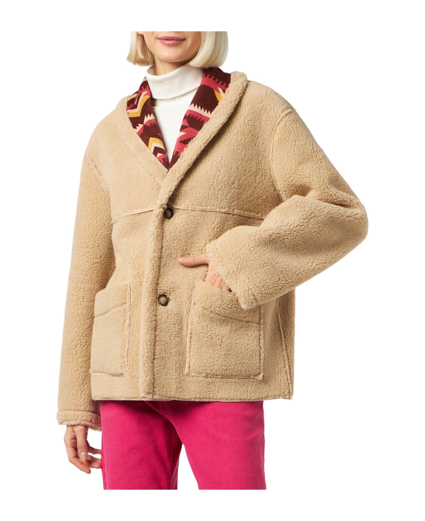 MC2 Saint Barth Woman Reversible Shearling Jacket - MULTICOLOR