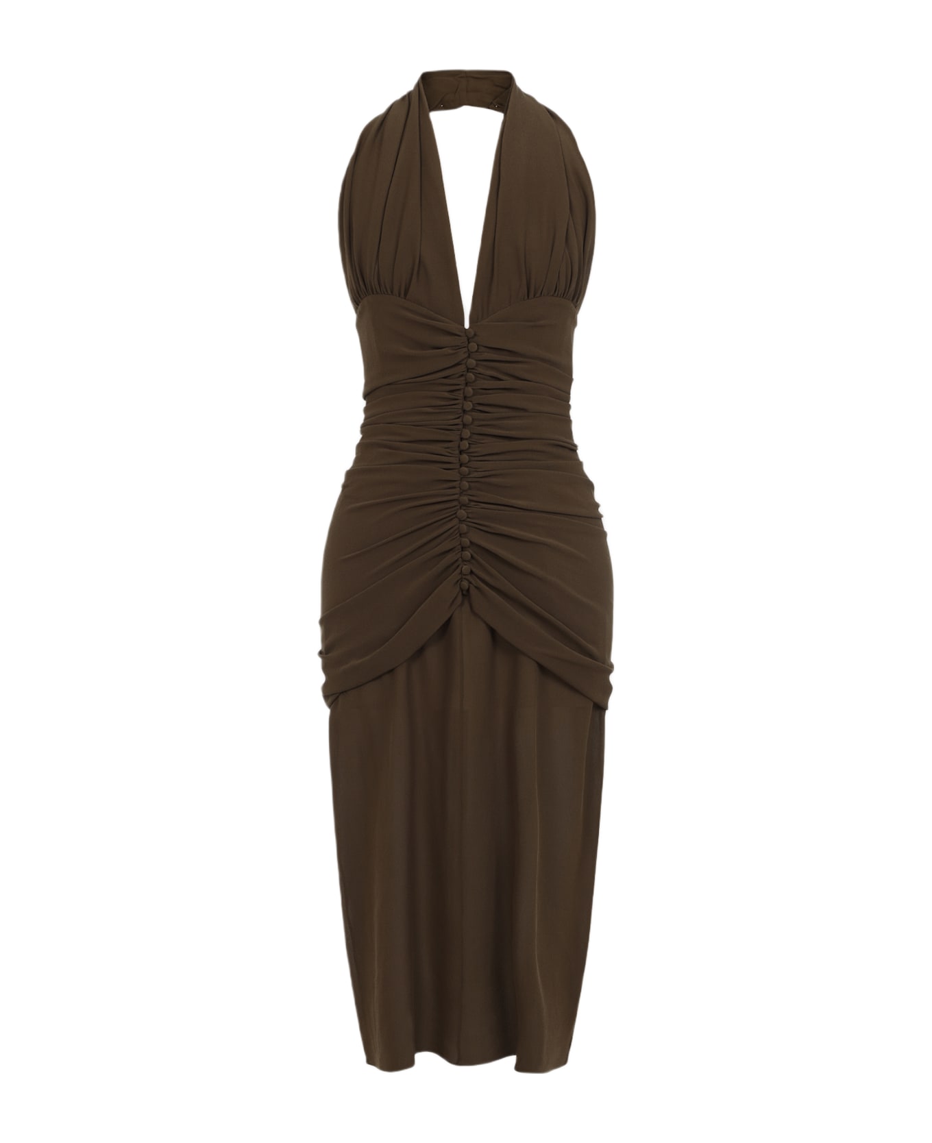 Saint Laurent Army Green Crepe Dress - KAKI