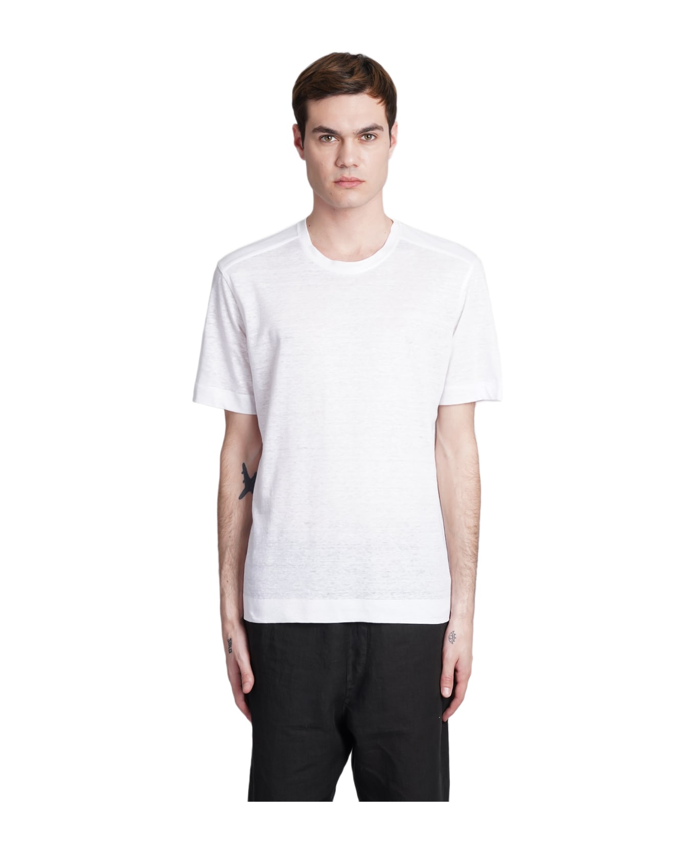 Zegna T-shirt In White Linen