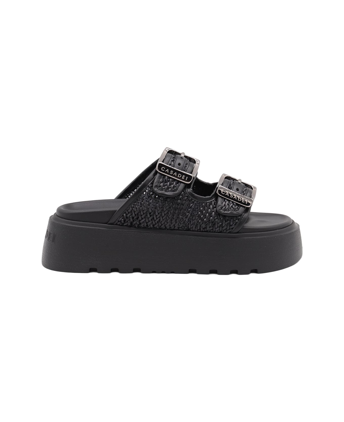 Casadei Black Leather Flats - Black