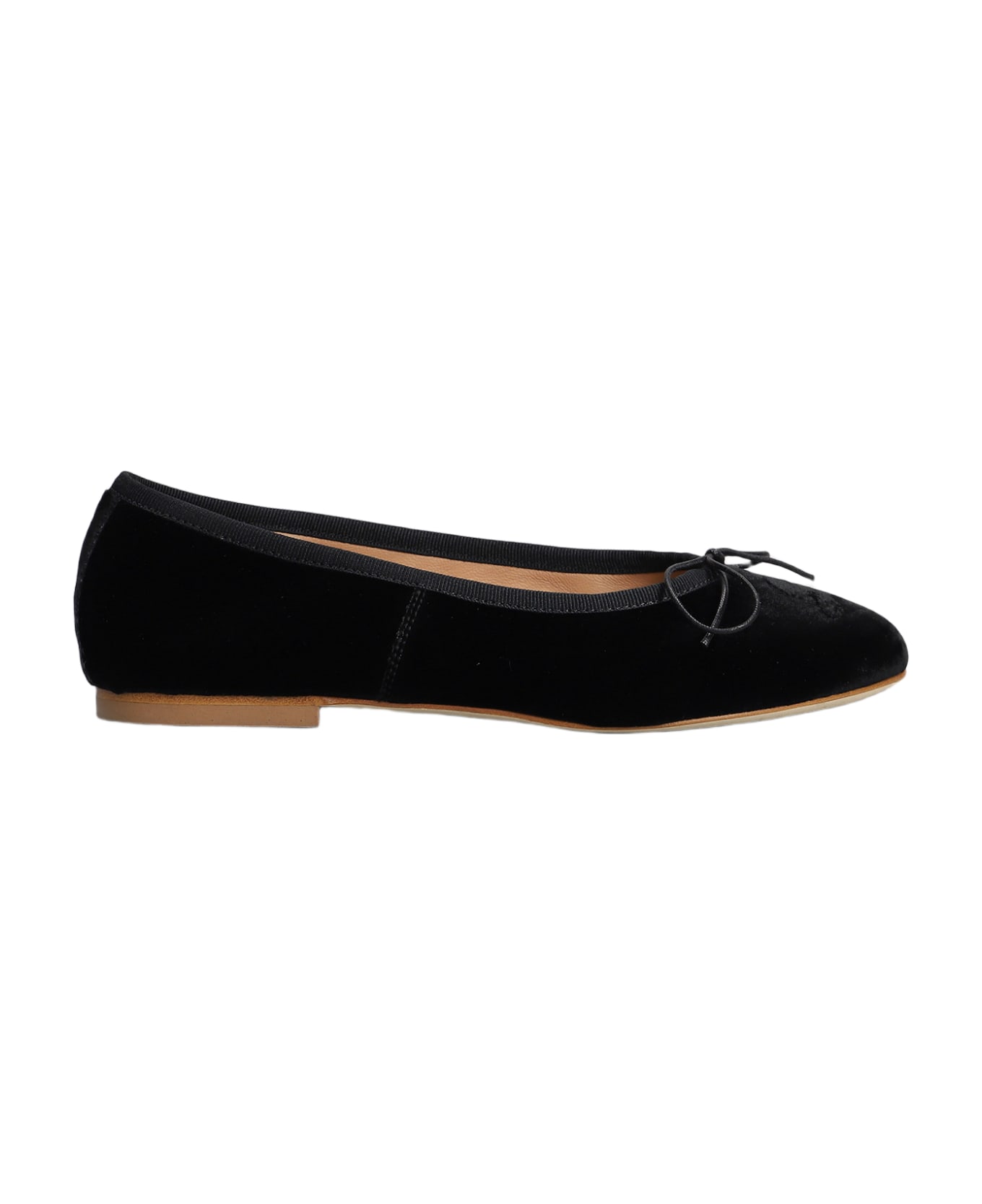 Anniel Ballet Flats In Black Velvet - black