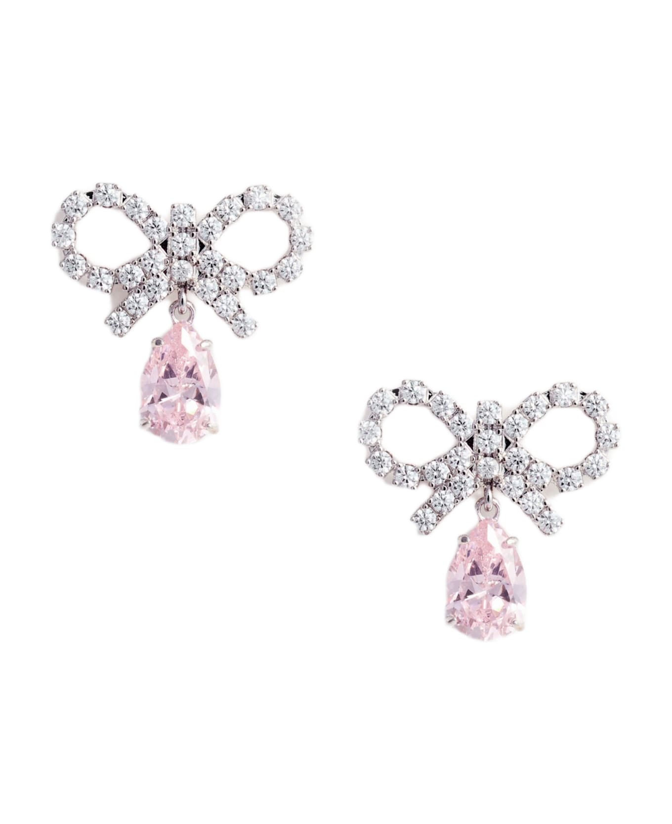 self-portrait Micro Bow Pink Droplet Earrings | italist