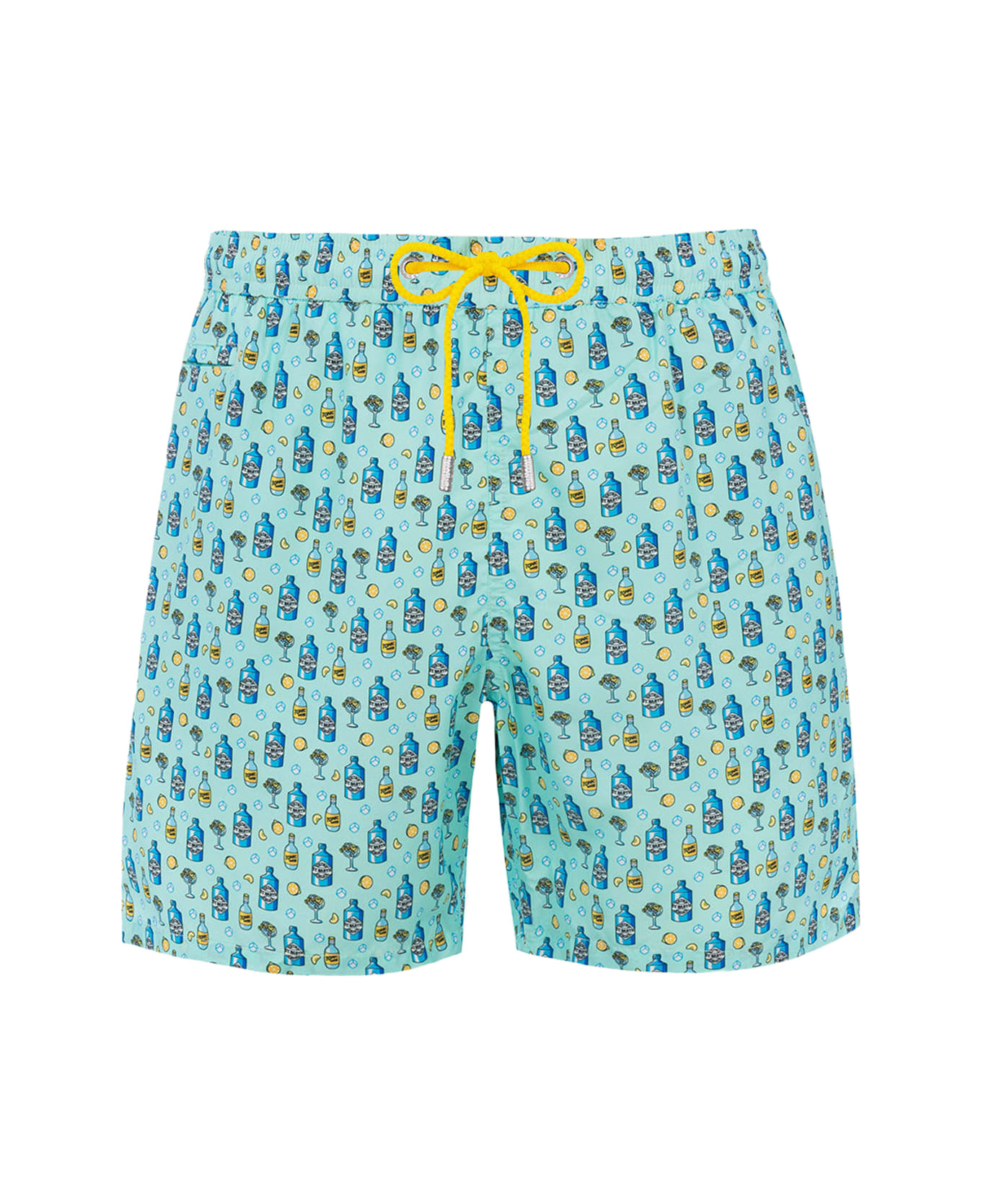 MC2 Saint Barth Man Lightweight Fabric Swim-shorts Lighting Micro Fantasy With Gin Tonic Print - GREEN
