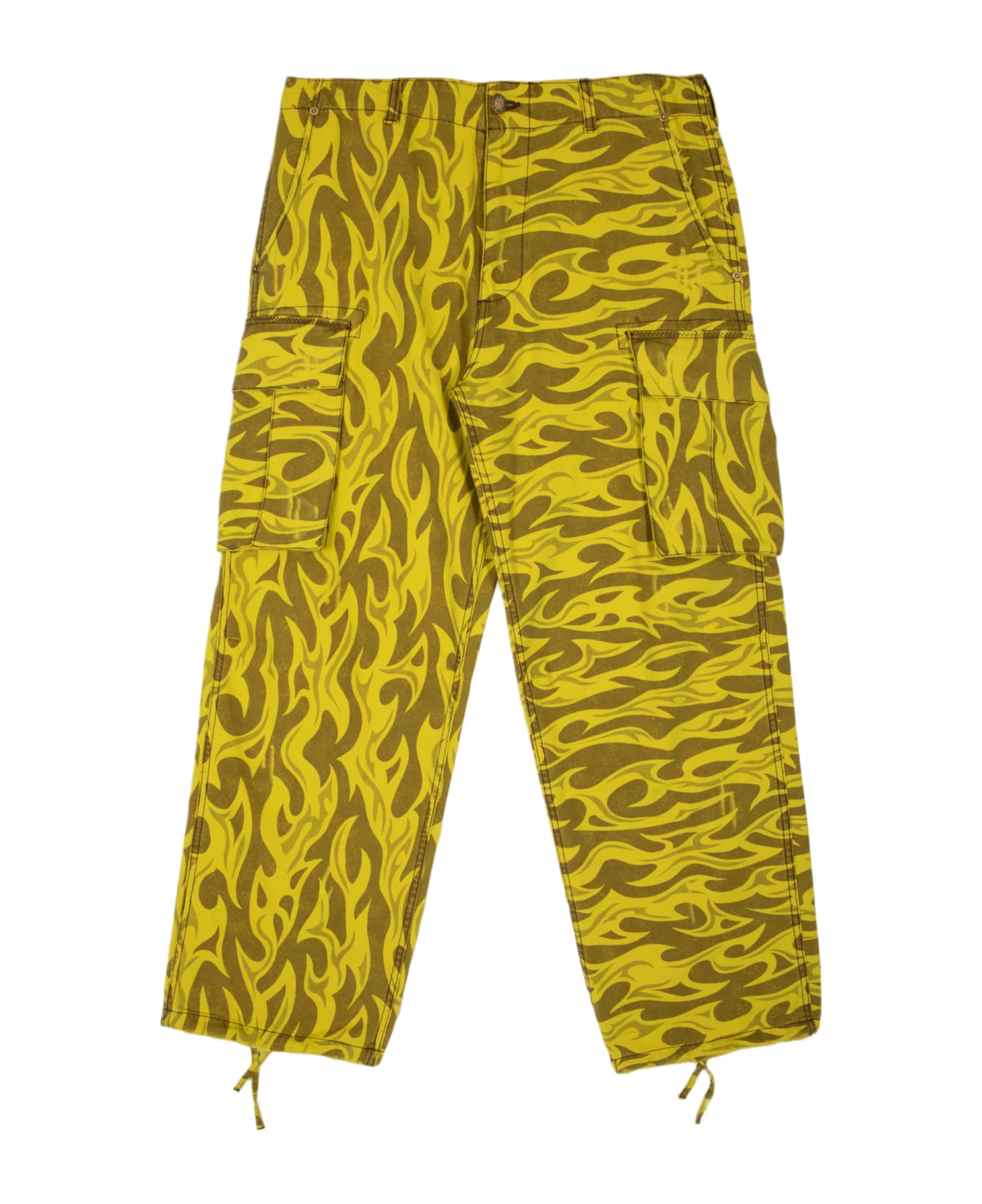 ERL Unisex Printed Cargo Pants Woven Yellow Canvas Printed Cargo Pant - Unisex Printed Cargo Pants Woven - Giallo