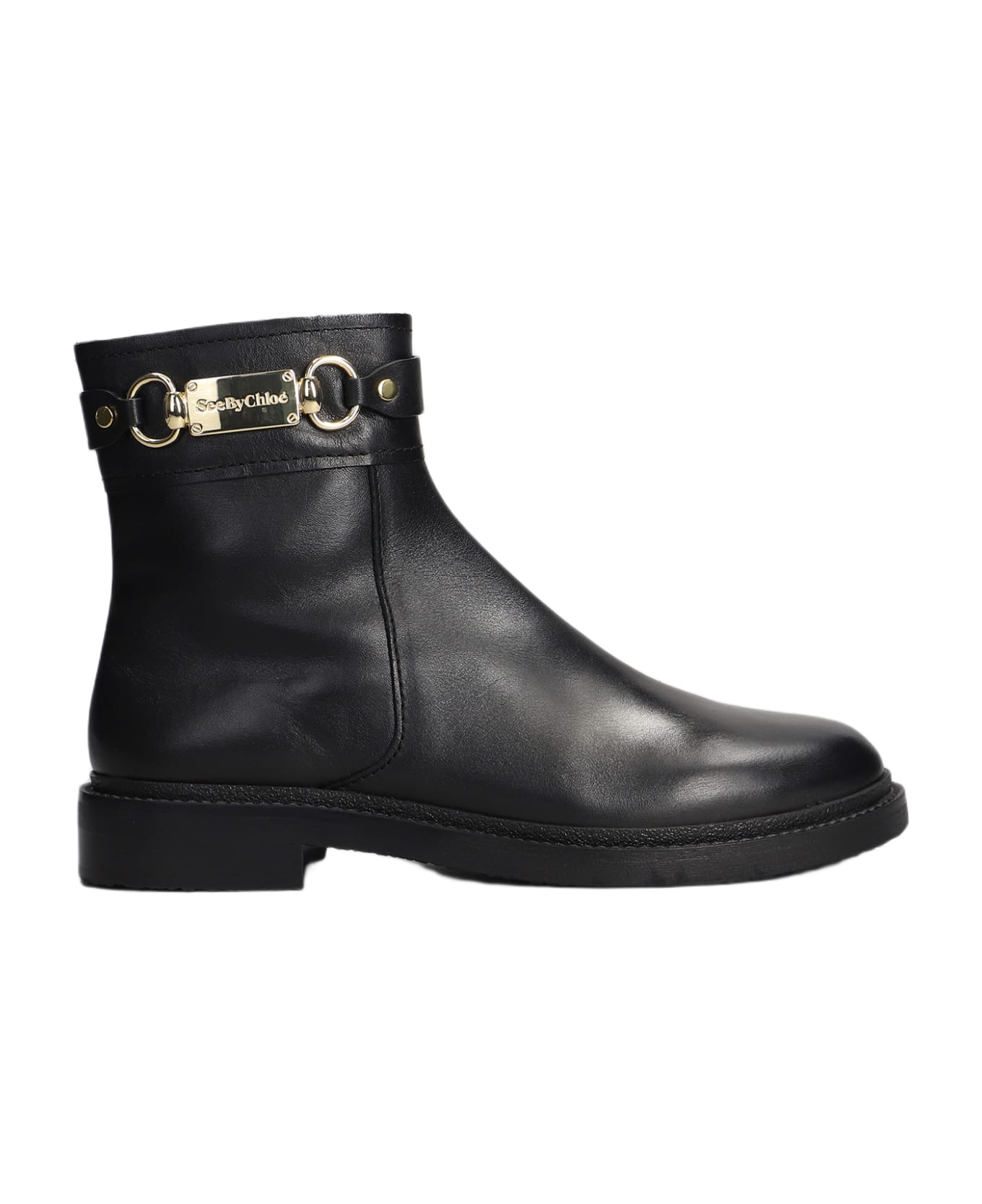 VIP【送料関税込】See by CHLOE Lory Leather Ankle Boots See By Chloé Women's Leather Flat Ankle Boots - Nero - UK 3