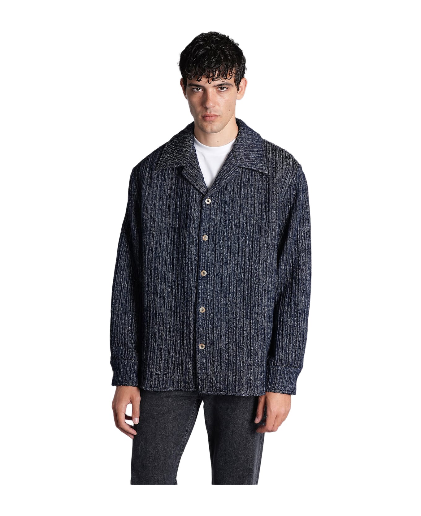 Séfr Wes Casual Jacket In Blue Cotton - blue