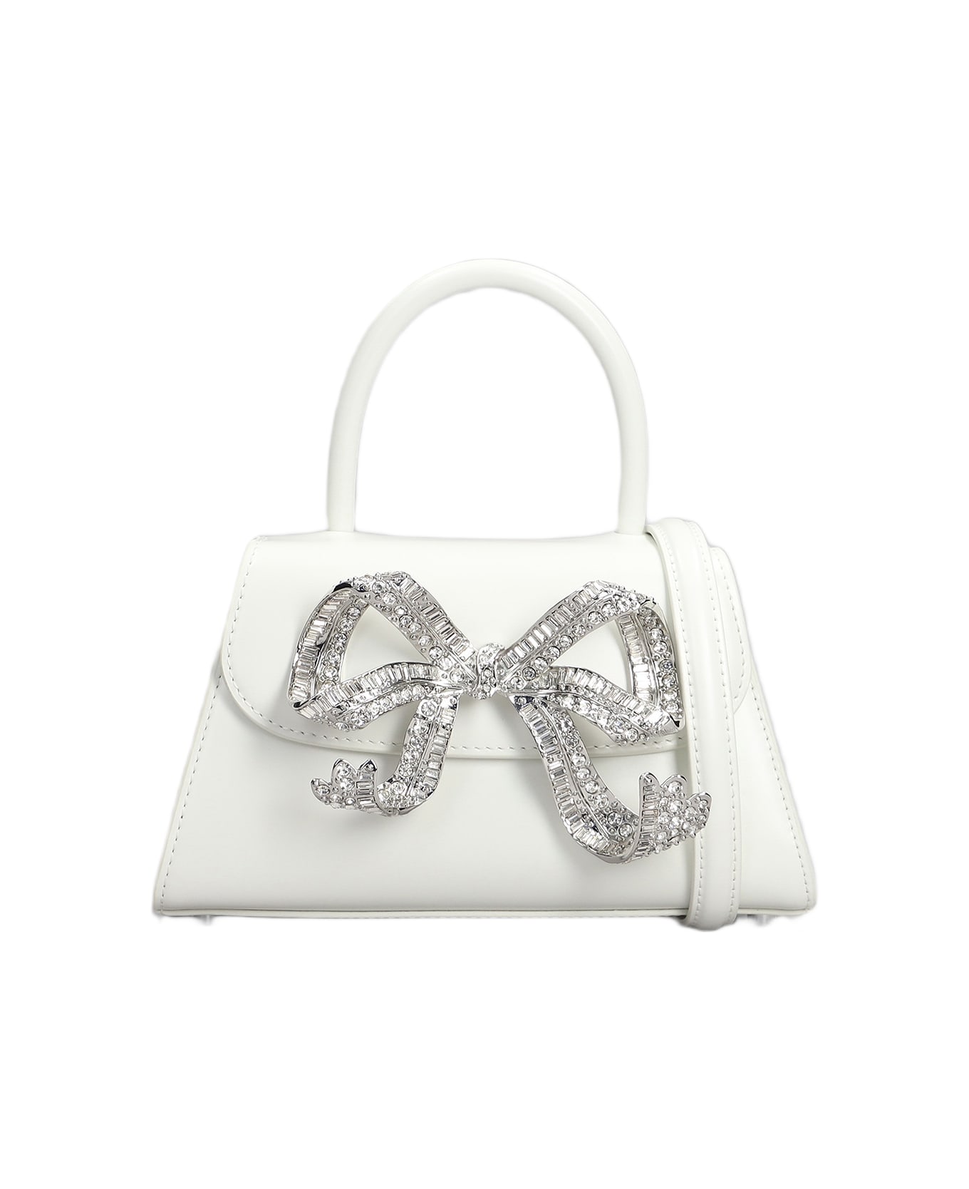 self-portrait Diamante Mini Hand Bag In White Leather - white