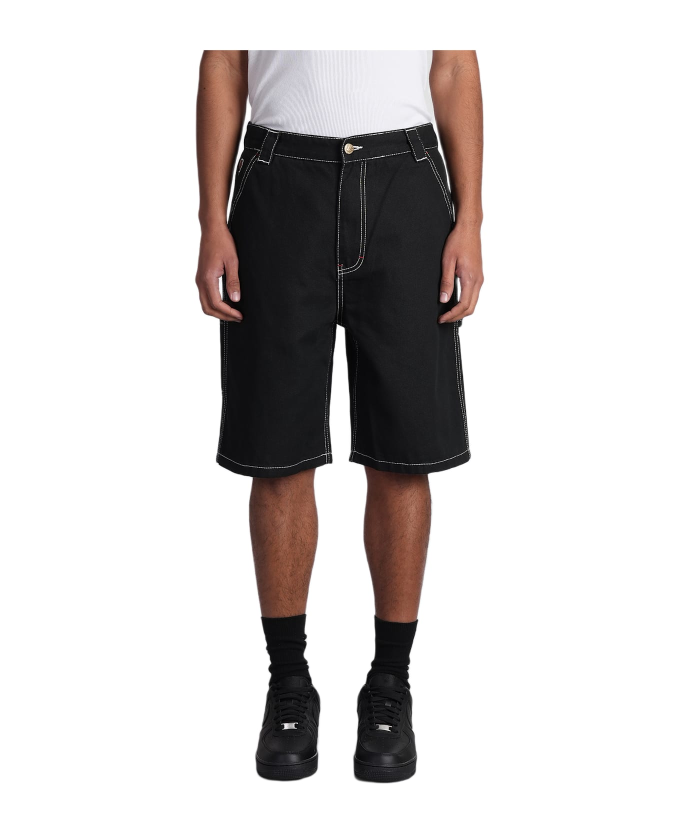 Icecream Shorts In Black Cotton - black