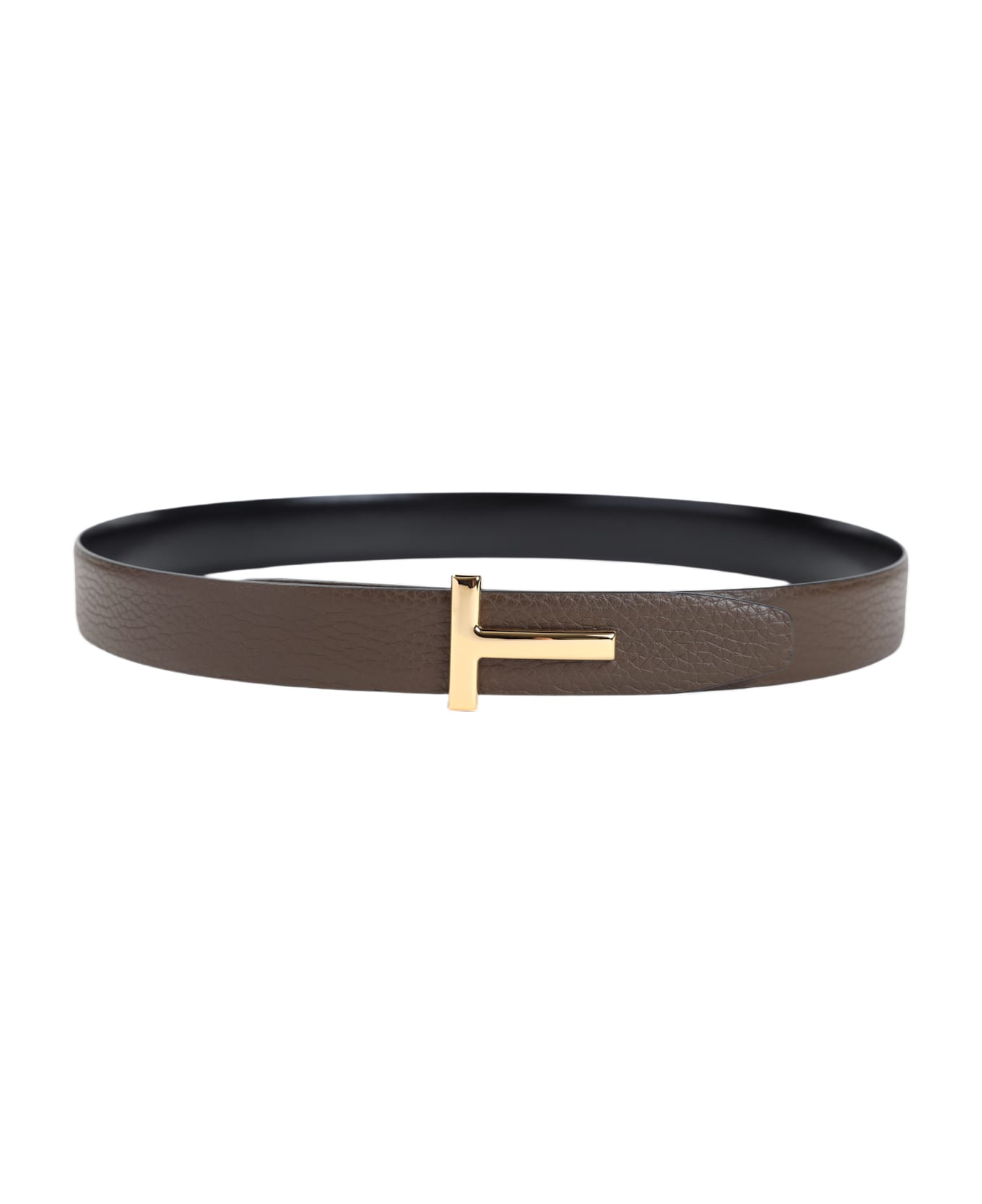 Tom Ford Grained Calf Leather Belt - Dark Khaki