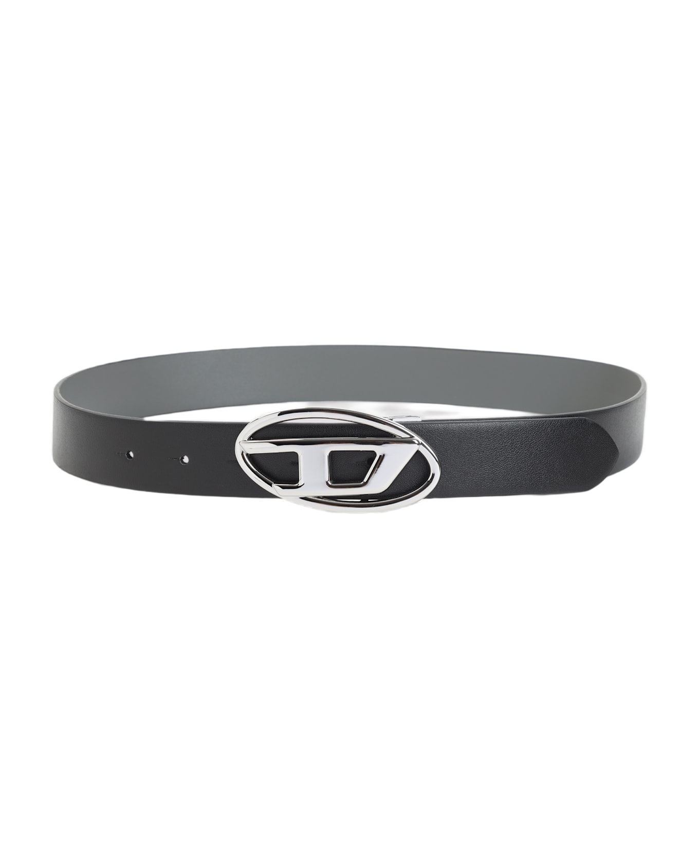 Diesel B-1 Dr Reversible Belt With Logo - Nero e Grigio