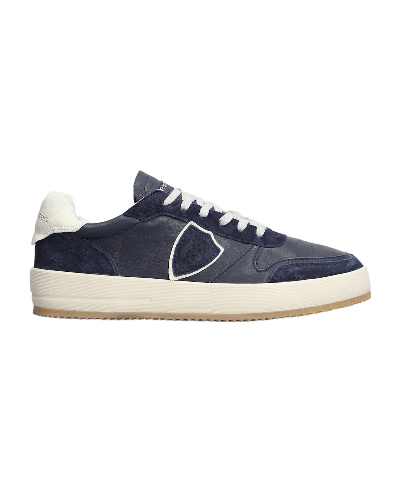 Philippe Model Nice Low Sneakers In Blue Suede And Leather - blue