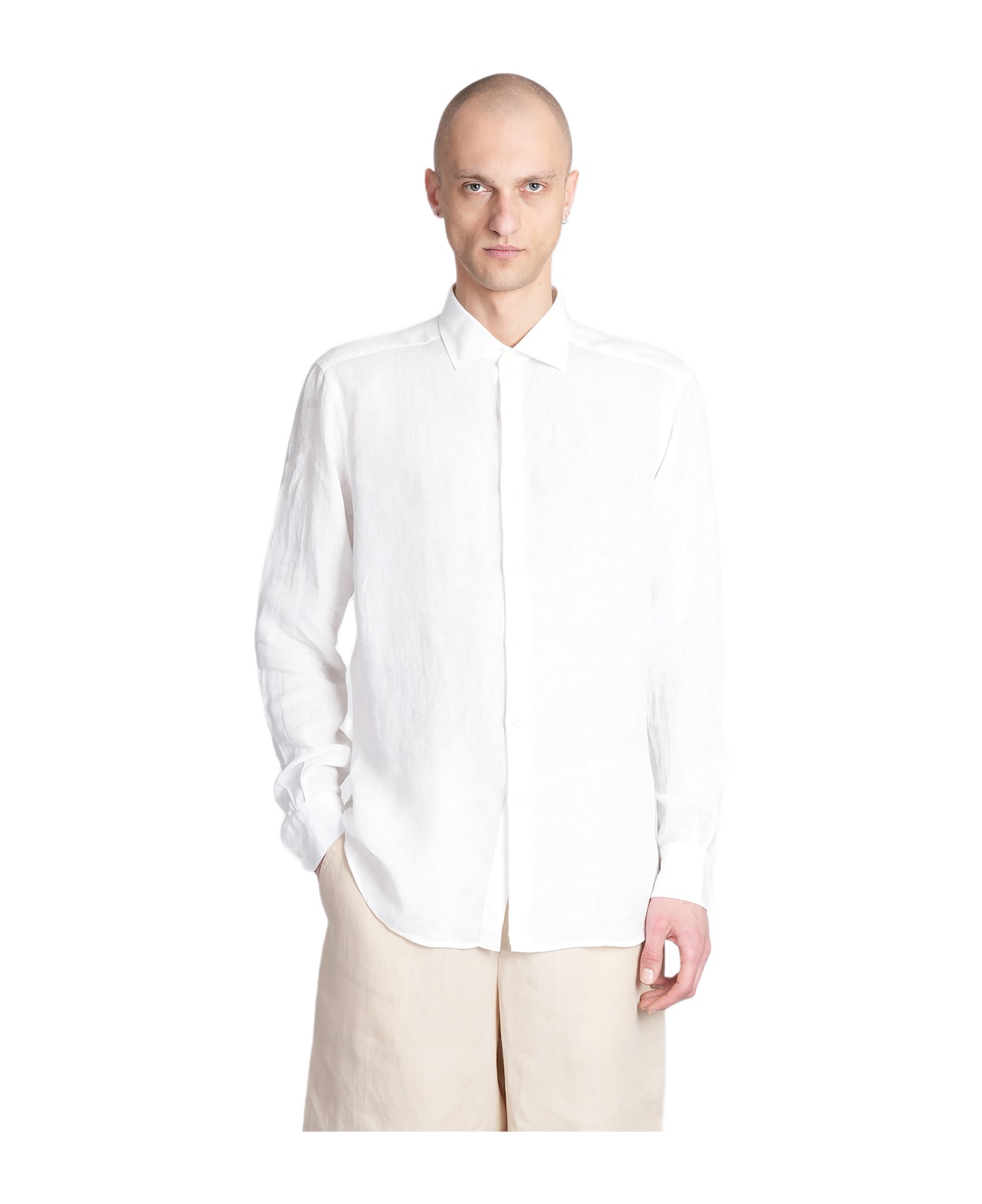 Zegna Shirt In White Linen - white
