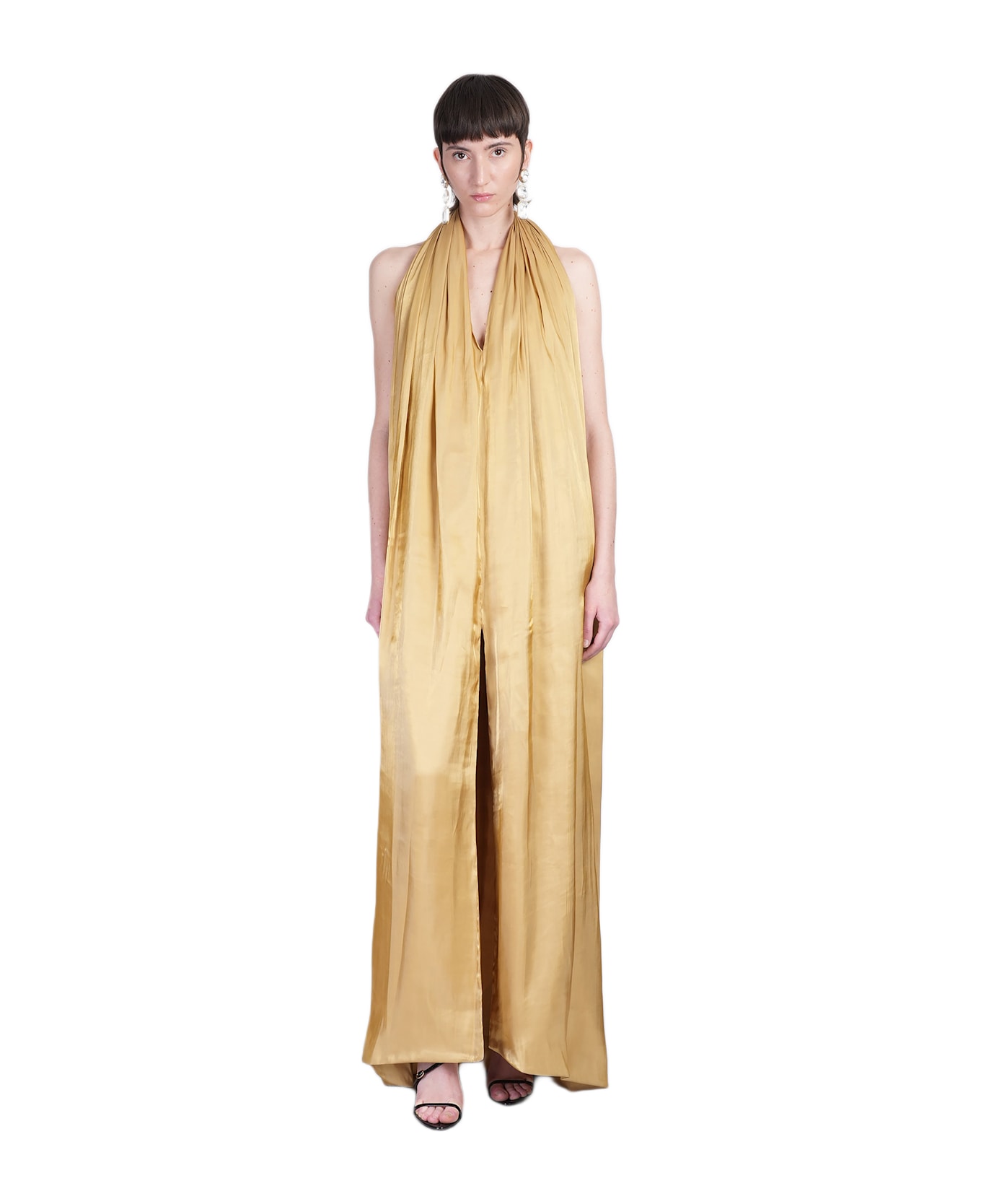 Rhea Costa Gigi Dress Long Dress In Gold Polyester - gold