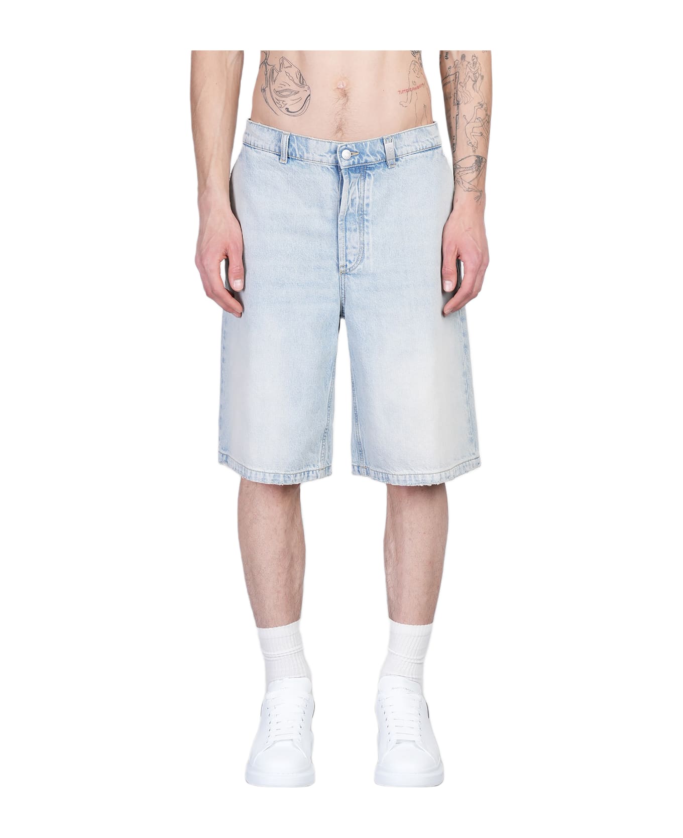 Alexander McQueen Shorts In Cyan Cotton - cyan