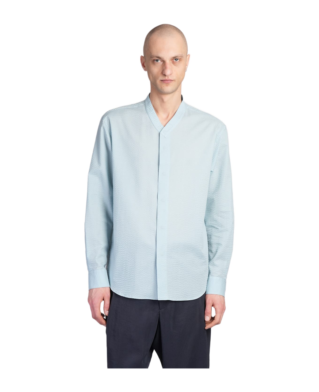 Giorgio Armani Shirt In Cyan Cotton - cyan