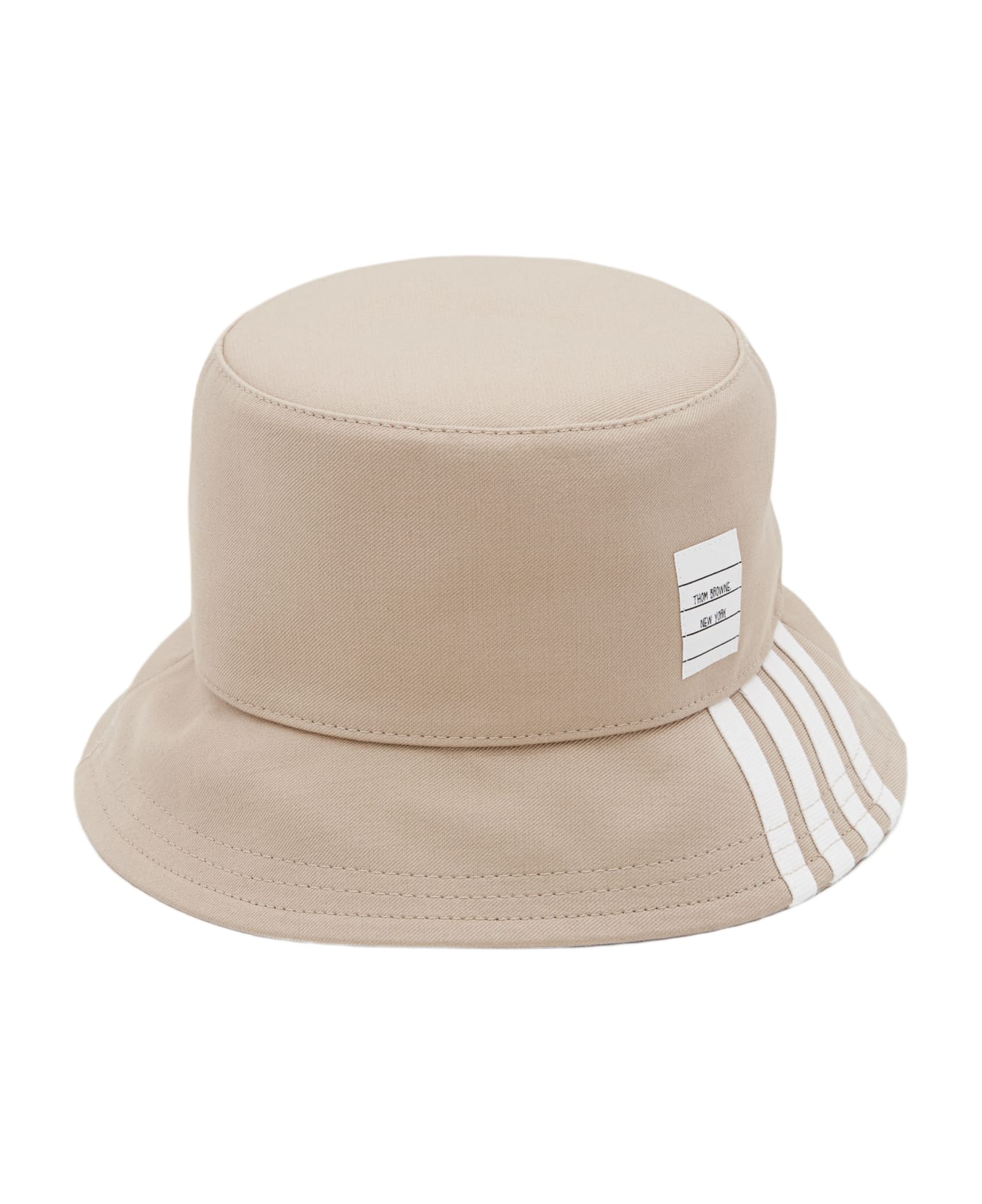 Thom Browne Cotton Bucket Hat With 4bar - Beige