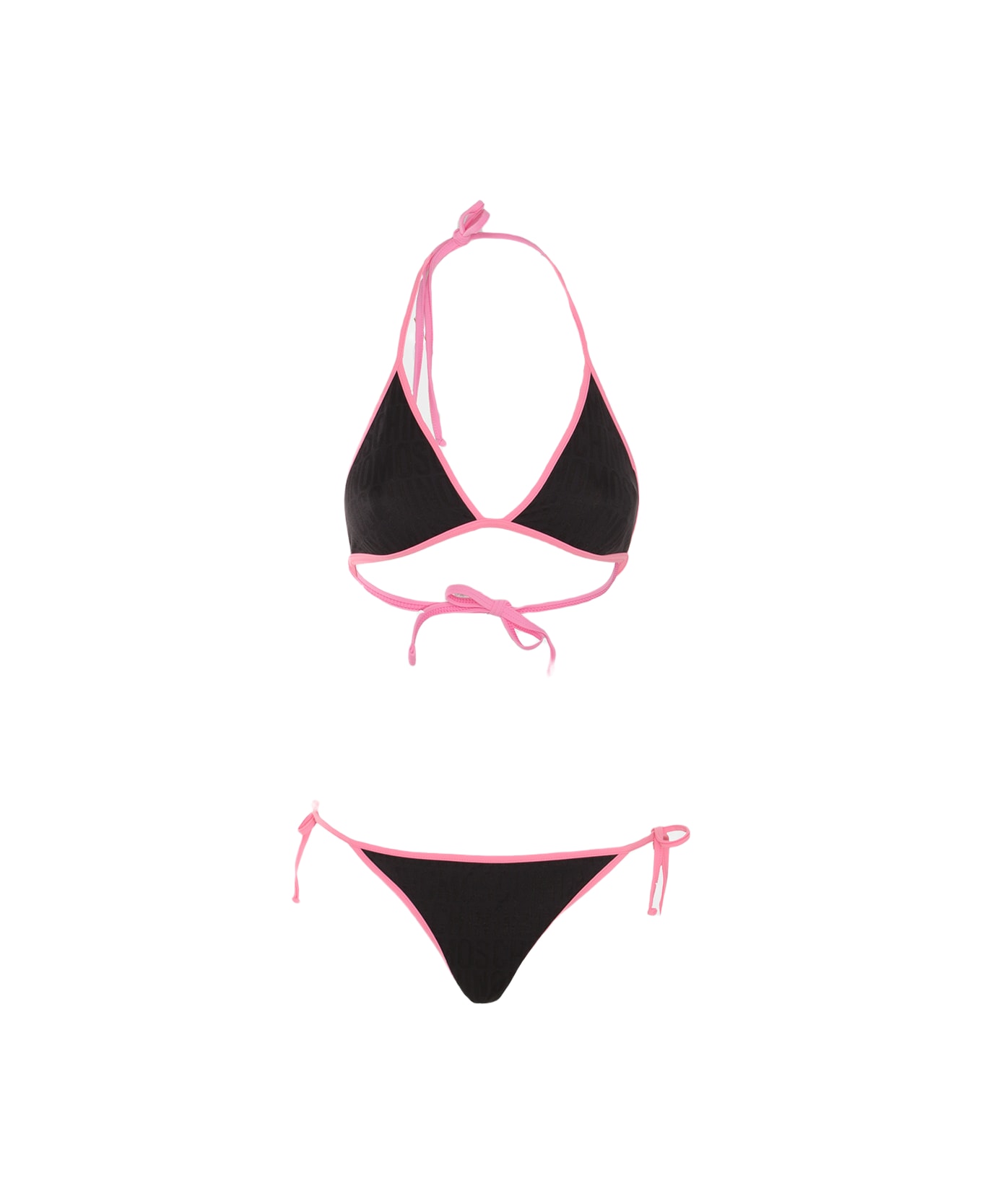 Moschino Black And Pink Bikini Beachwear - Black