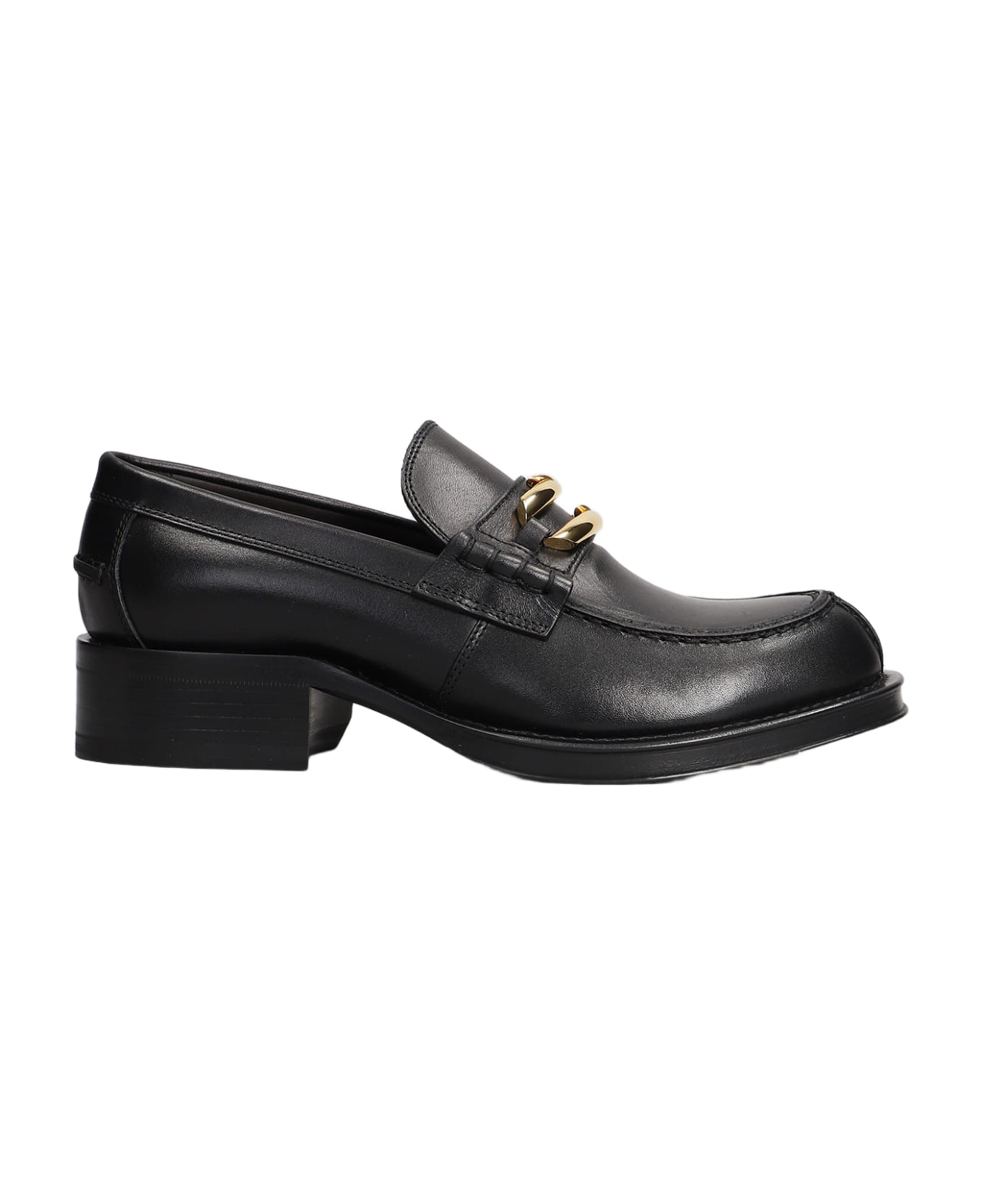 Lanvin Loafers In Black Leather - Black フラットシューズ