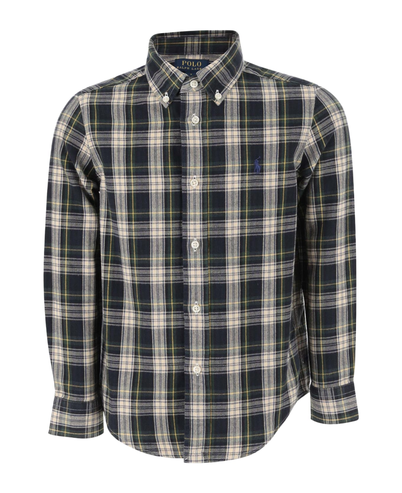Ralph Lauren Cotton Shirt With Check Pattern - Navy Green