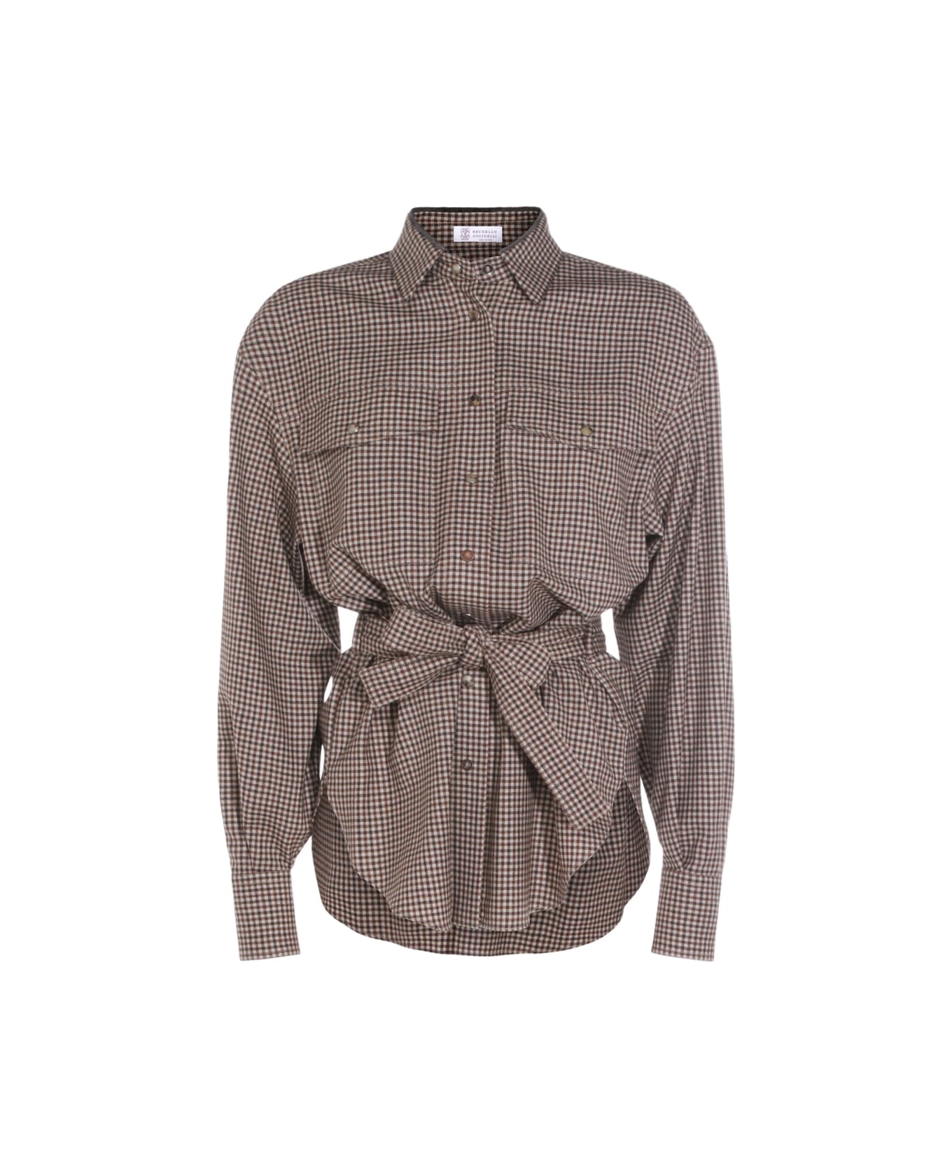 Brunello Cucinelli Brown Wool Shirt - MARRONE/BEIGE/TESTA DI MORO