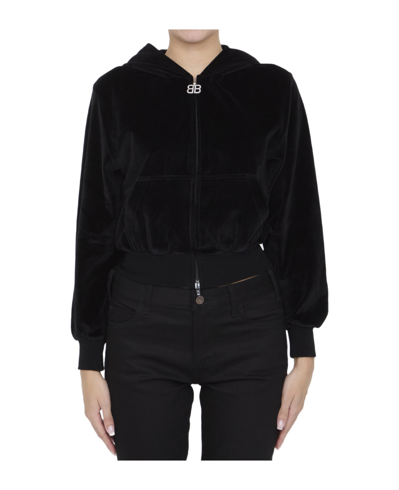 Balenciaga Shrunk Zip-up Hoodie - BLACK ジャケット