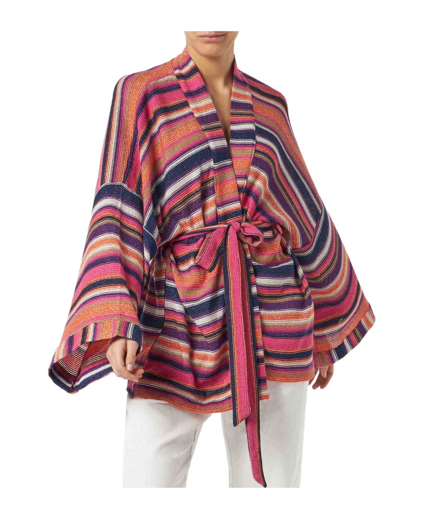 MC2 Saint Barth Multicolor Violet Knitted Kimono - PURPLE