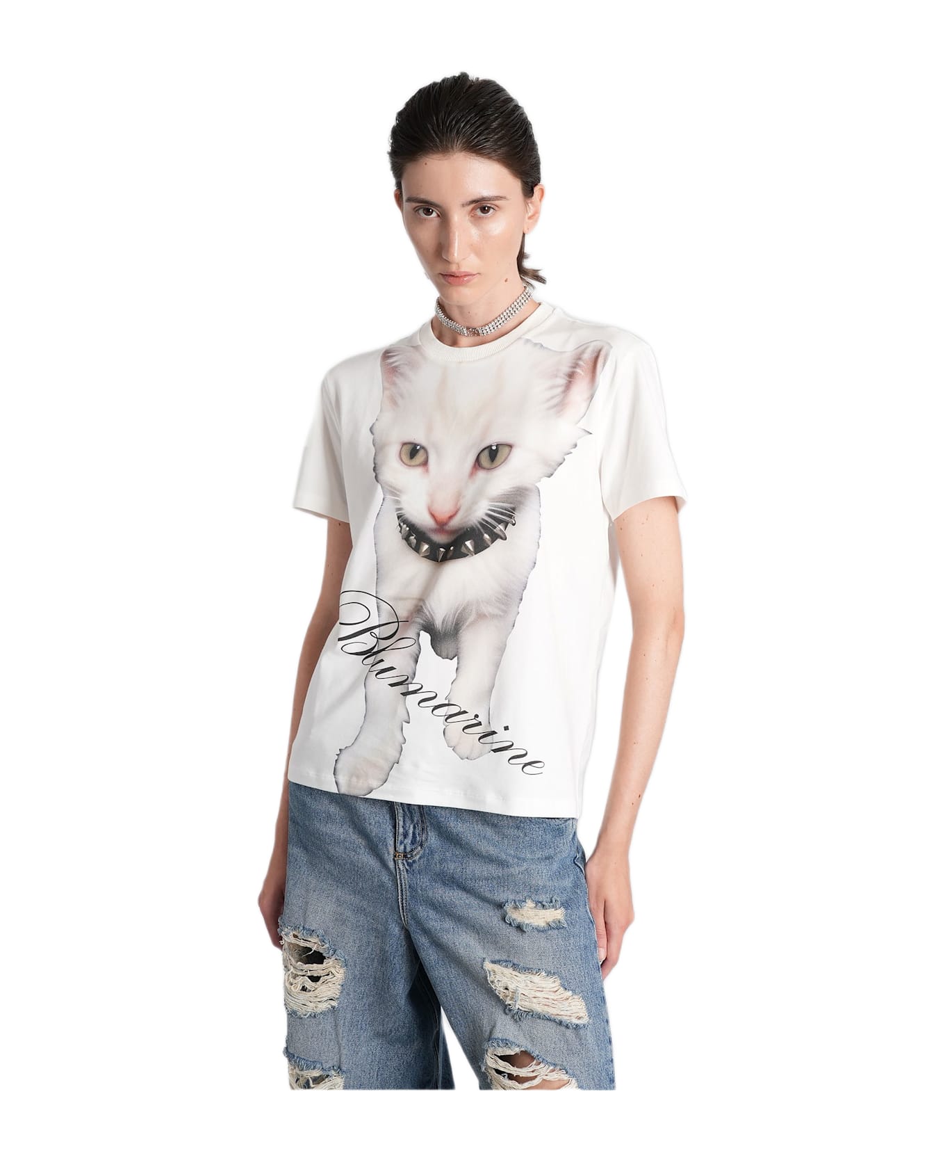 Blumarine T-shirt In White Cotton - white