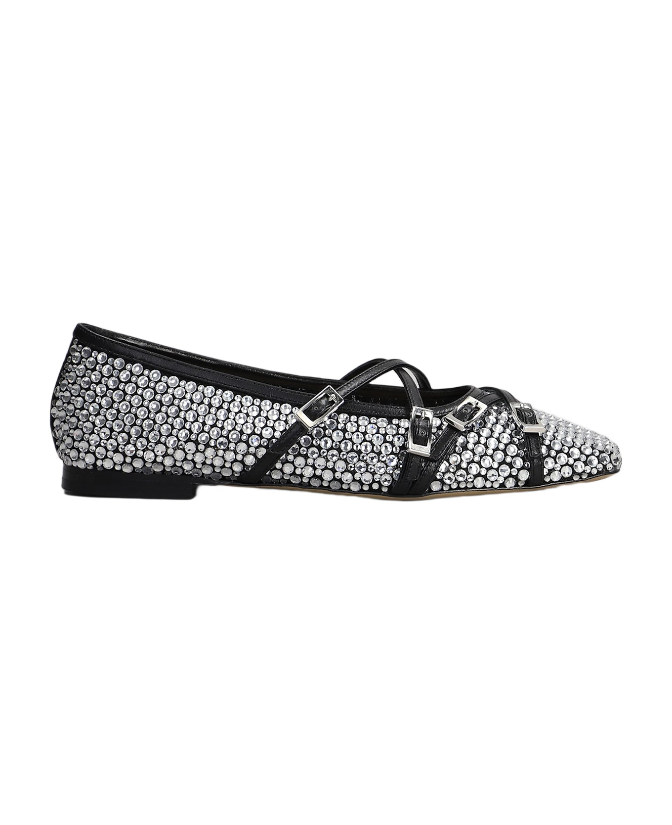 Mach & Mach Ballet Flats In Black Leather - black