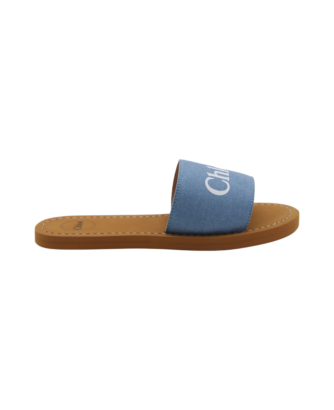 Chloé Blue Leather Flat - DENIM SCURO