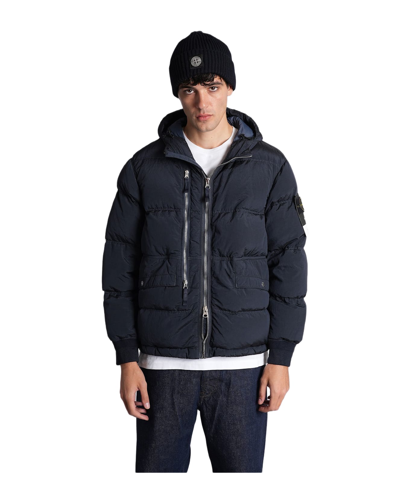 Stone Island Puffer In Blue Polyamide - blue