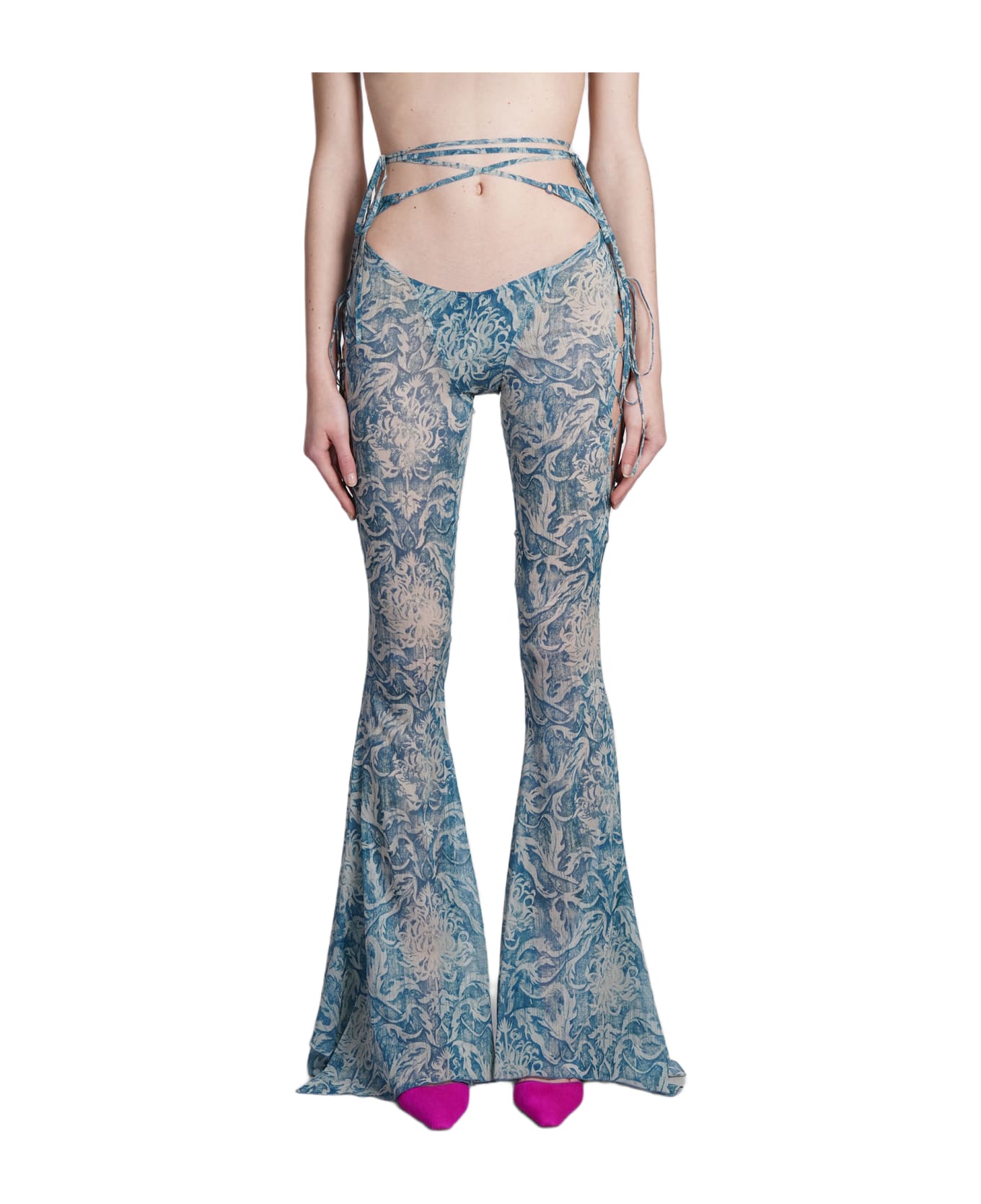 KNWLS Pants In Blue Silk - blue