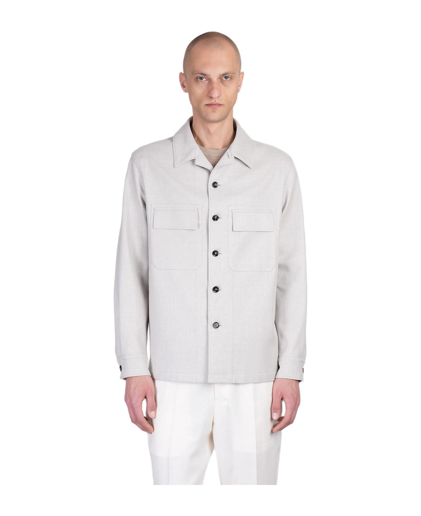 Zegna Casual Jacket In Beige Linen - beige