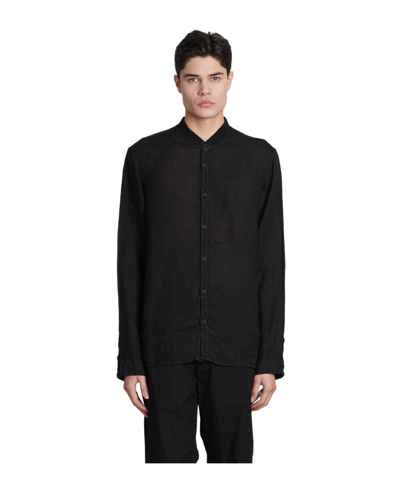 Transit Shirt In Black Linen - black シャツ