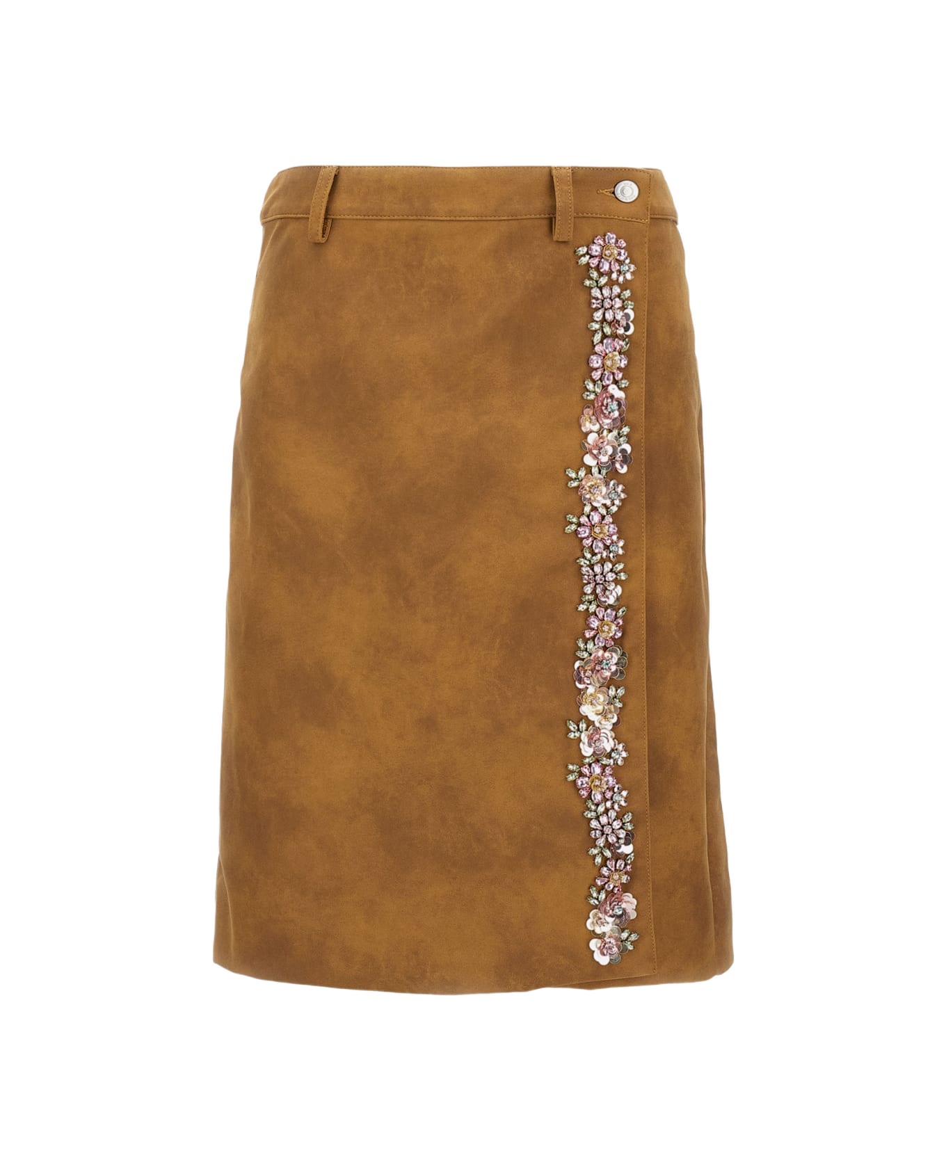 Des Phemmes Eco Suede Midi Skirt - Brown